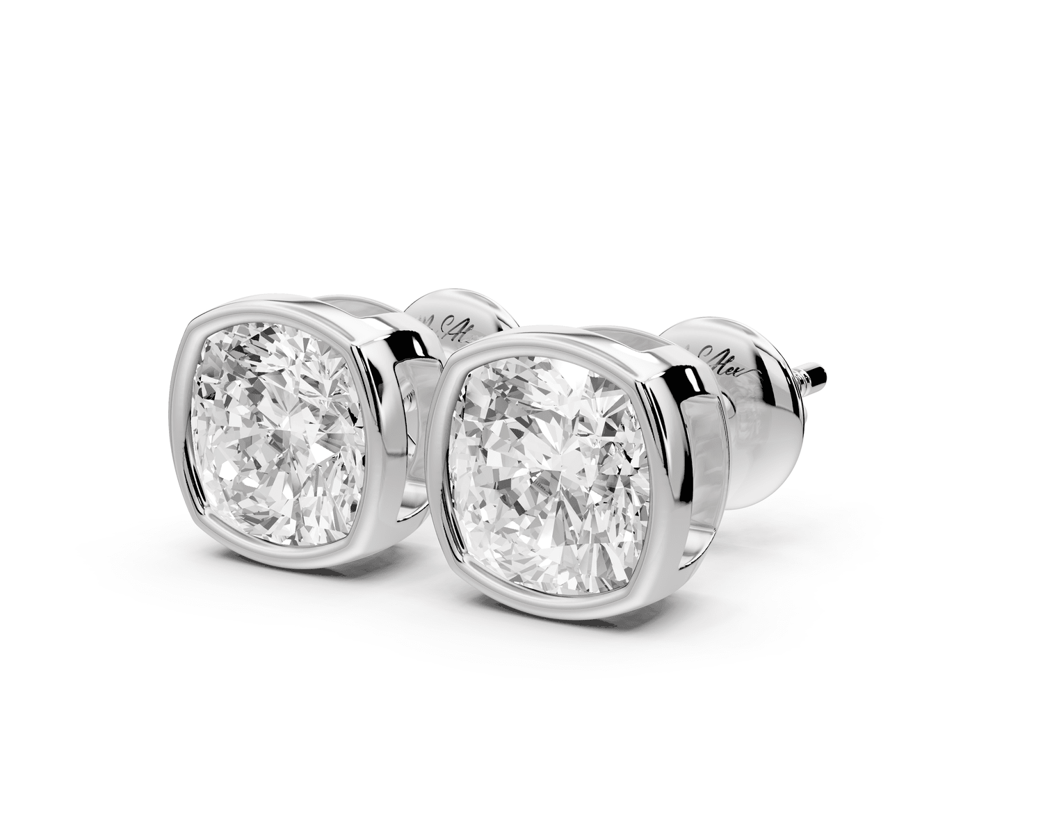 Noa - 3ct 14k white gold Cushion - Cut Diamond Stud Earrings - Mr. Alex Jewelry