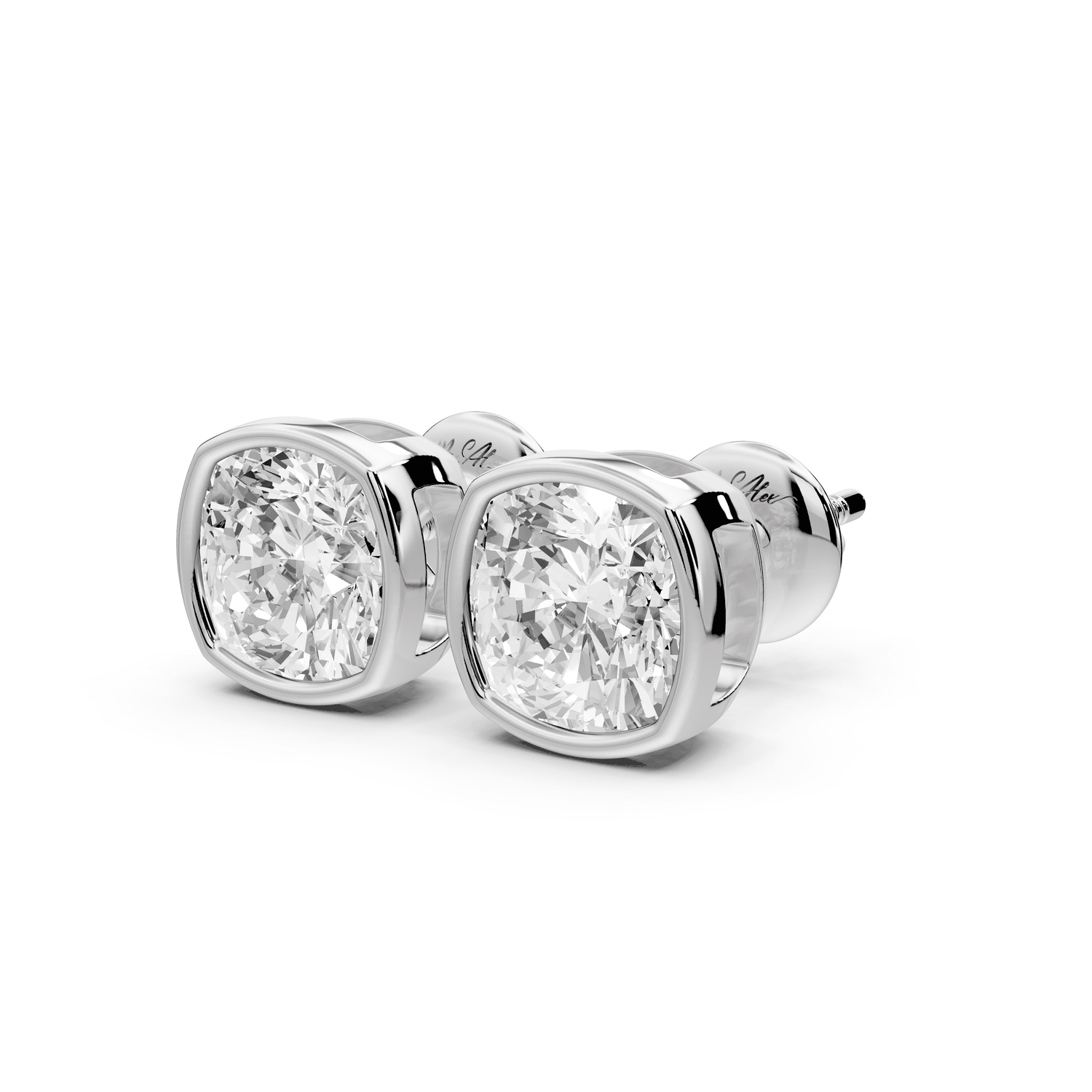 Noa - 3ct 14k white gold Cushion - Cut Diamond Stud Earrings - Mr. Alex Jewelry