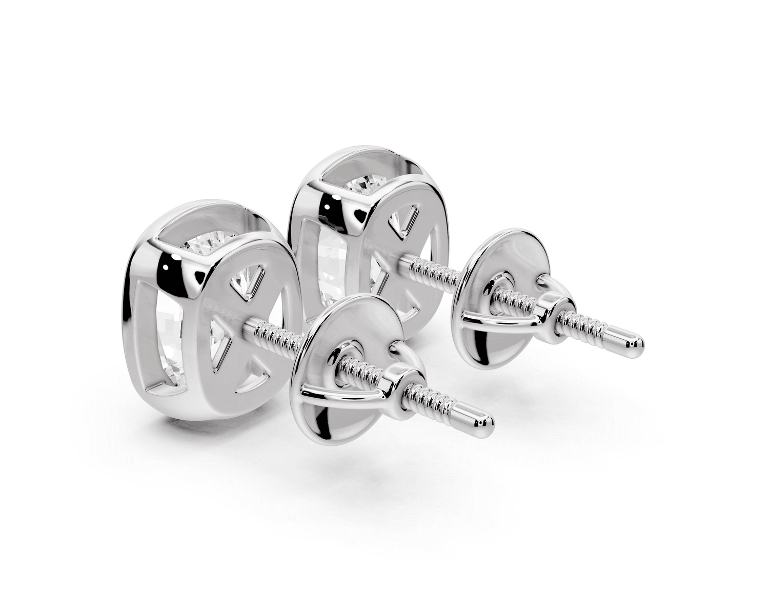 Noa - 3ct 14k white gold Elgcushion - Cut Diamond Stud Earrings - Mr. Alex Jewelry
