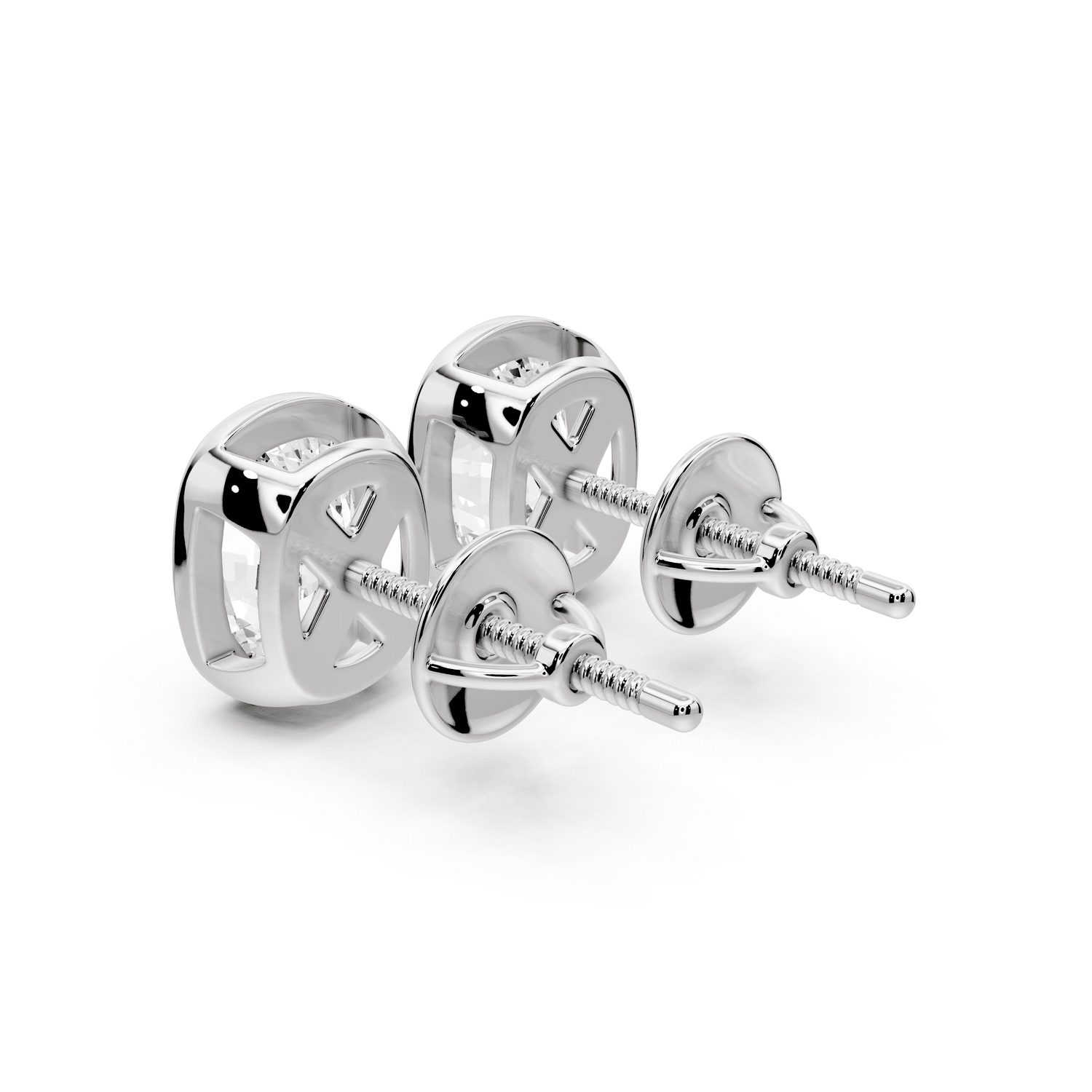 Noa - 3ct 14k white gold Elgcushion - Cut Diamond Stud Earrings - Mr. Alex Jewelry