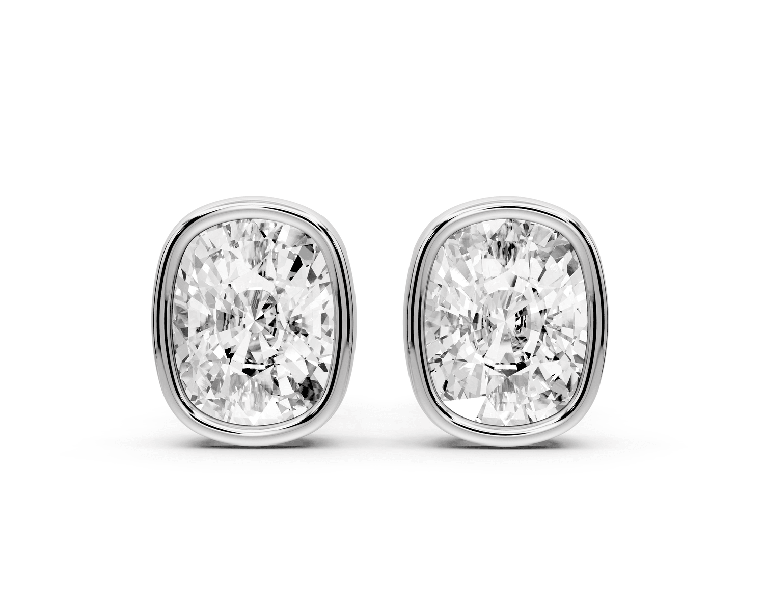 Noa - 3ct 14k white gold Elgcushion - Cut Diamond Stud Earrings - Mr. Alex Jewelry