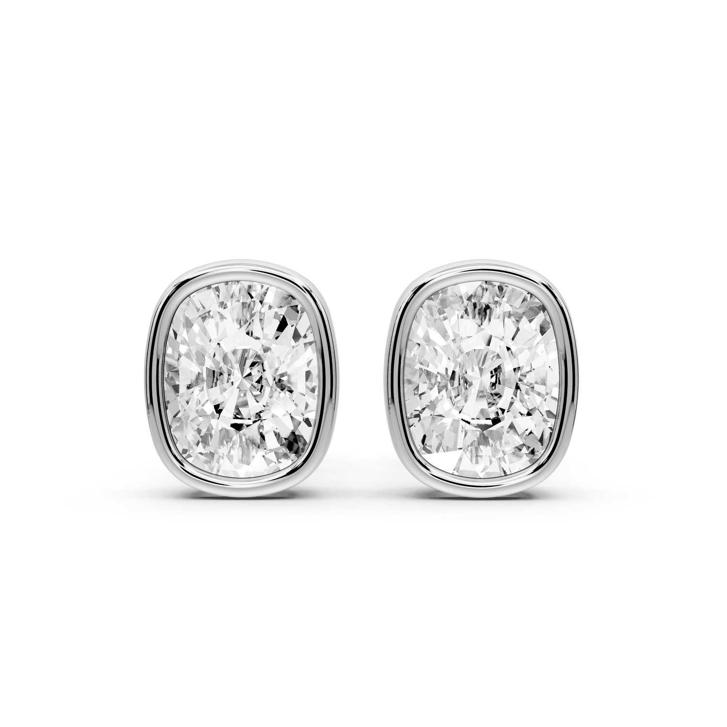 Noa - 3ct 14k white gold Elgcushion - Cut Diamond Stud Earrings - Mr. Alex Jewelry