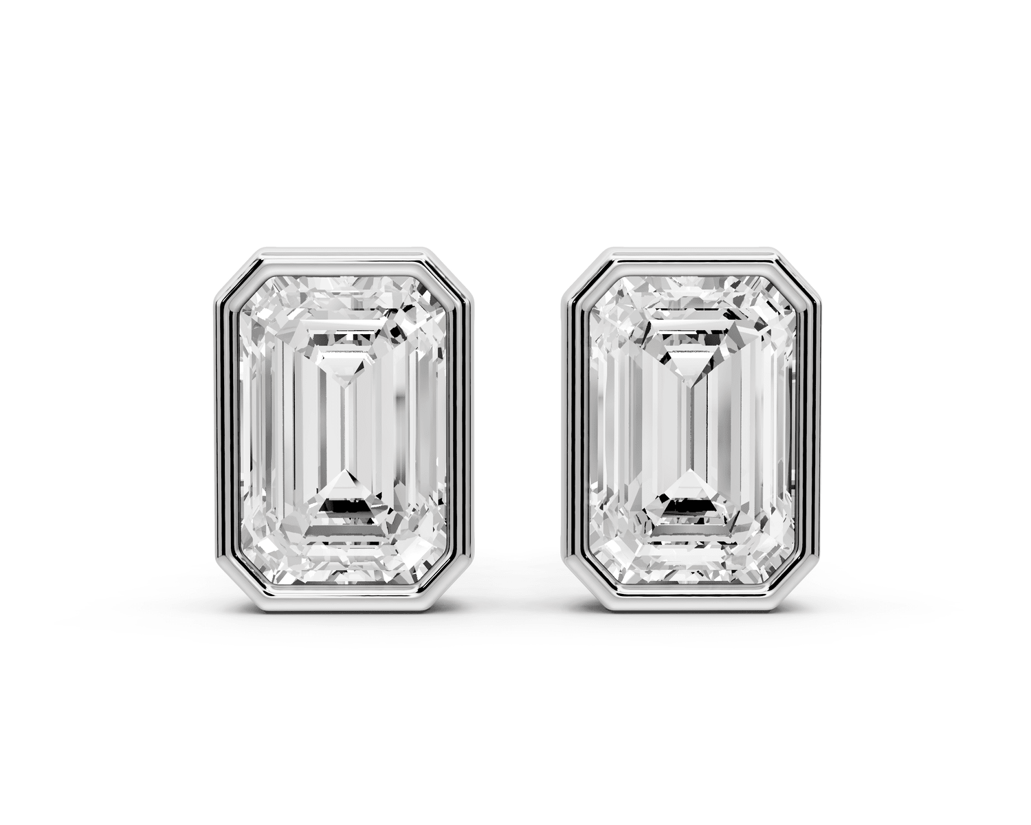 Noa - 3ct 14k white gold Emerald - Cut Diamond Stud Earrings - Mr. Alex Jewelry