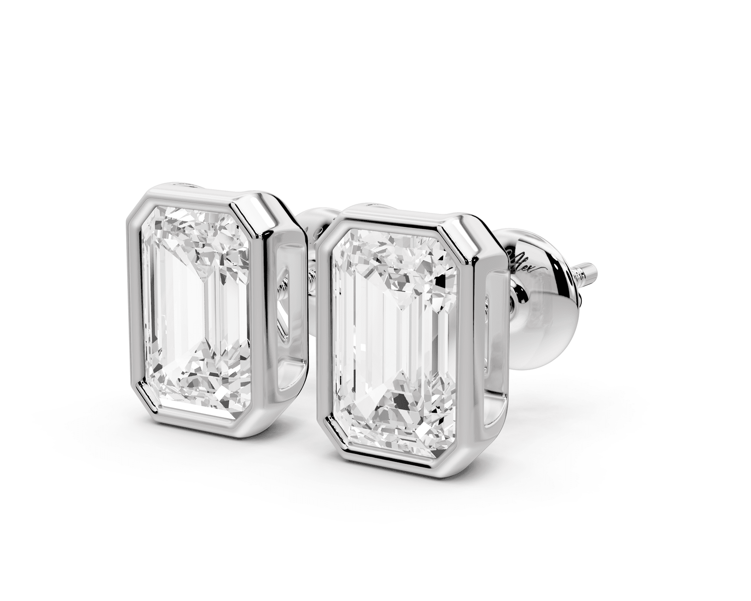Noa - 3ct 14k white gold Emerald - Cut Diamond Stud Earrings - Mr. Alex Jewelry