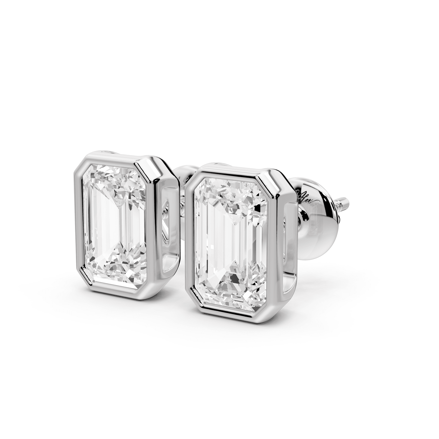 Noa - 3ct 14k white gold Emerald - Cut Diamond Stud Earrings - Mr. Alex Jewelry