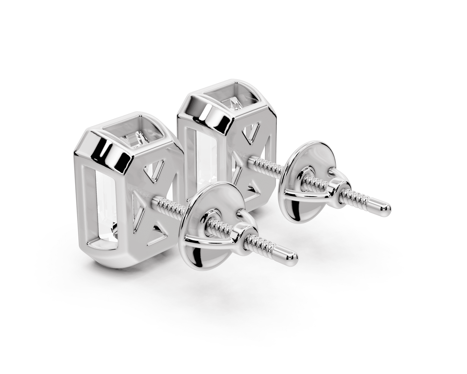 Noa - 3ct 14k white gold Emerald - Cut Diamond Stud Earrings - Mr. Alex Jewelry
