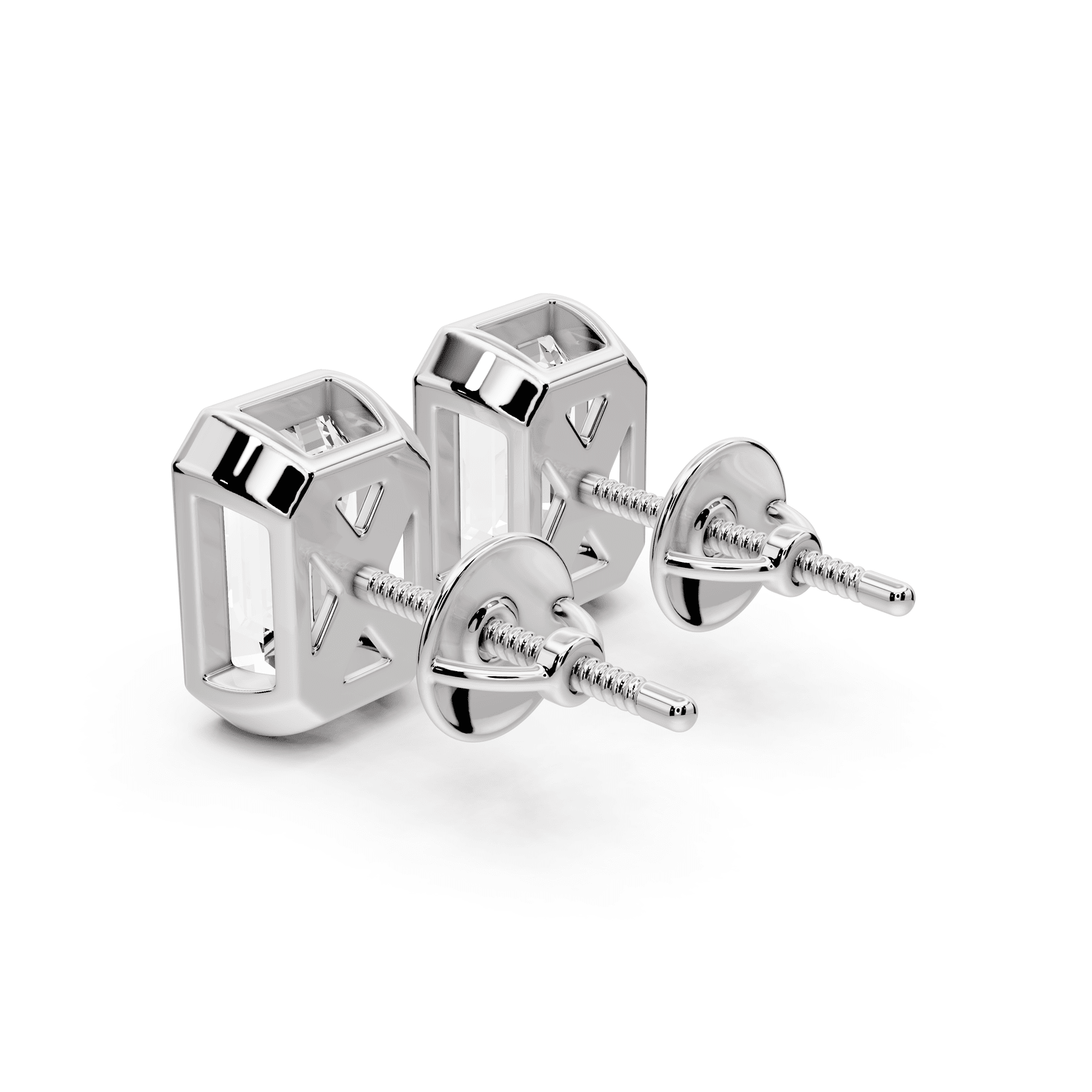 Noa - 3ct 14k white gold Emerald - Cut Diamond Stud Earrings - Mr. Alex Jewelry