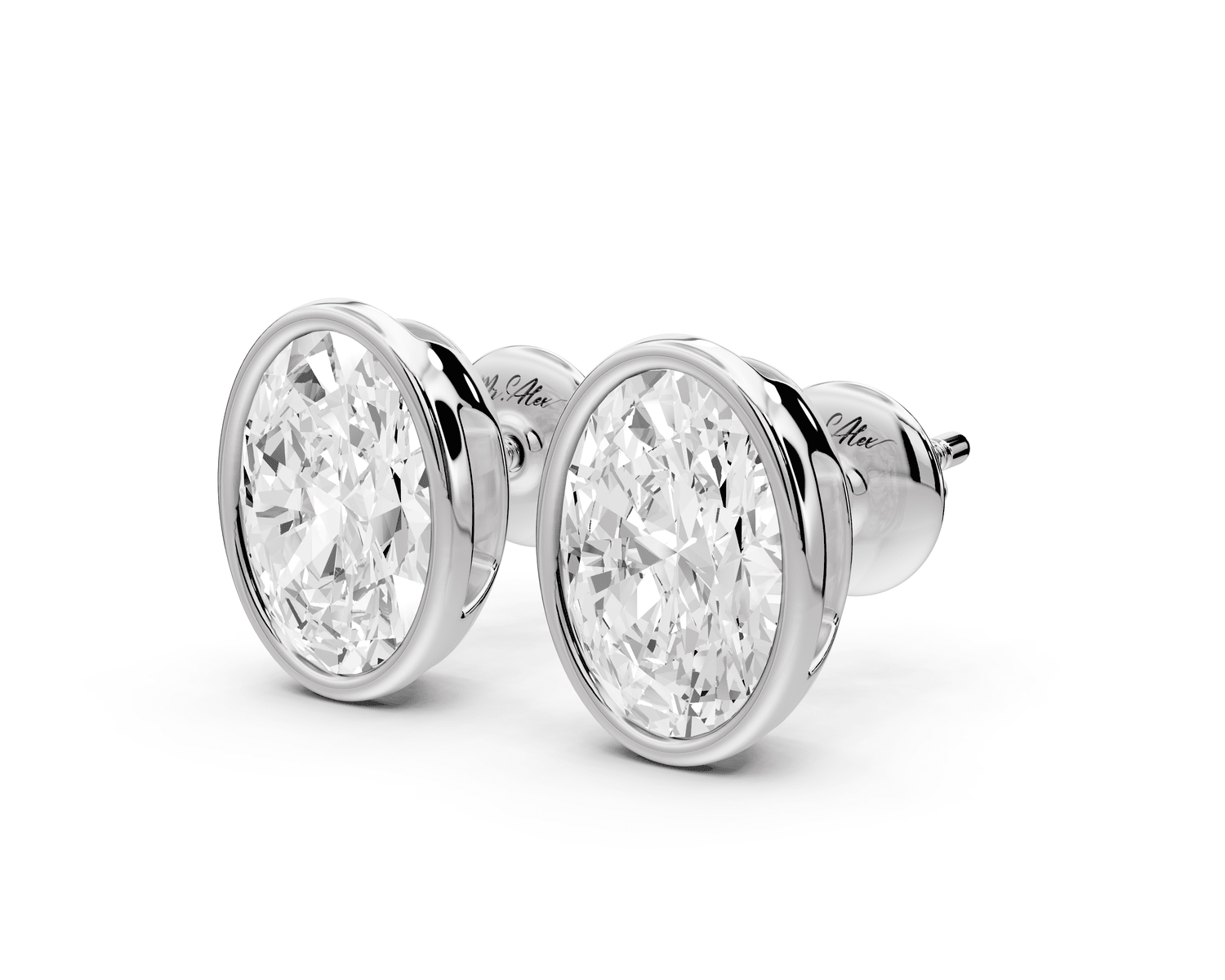 Noa - 3ct 14k white gold Oval - Cut Diamond Stud Earrings - Mr. Alex Jewelry