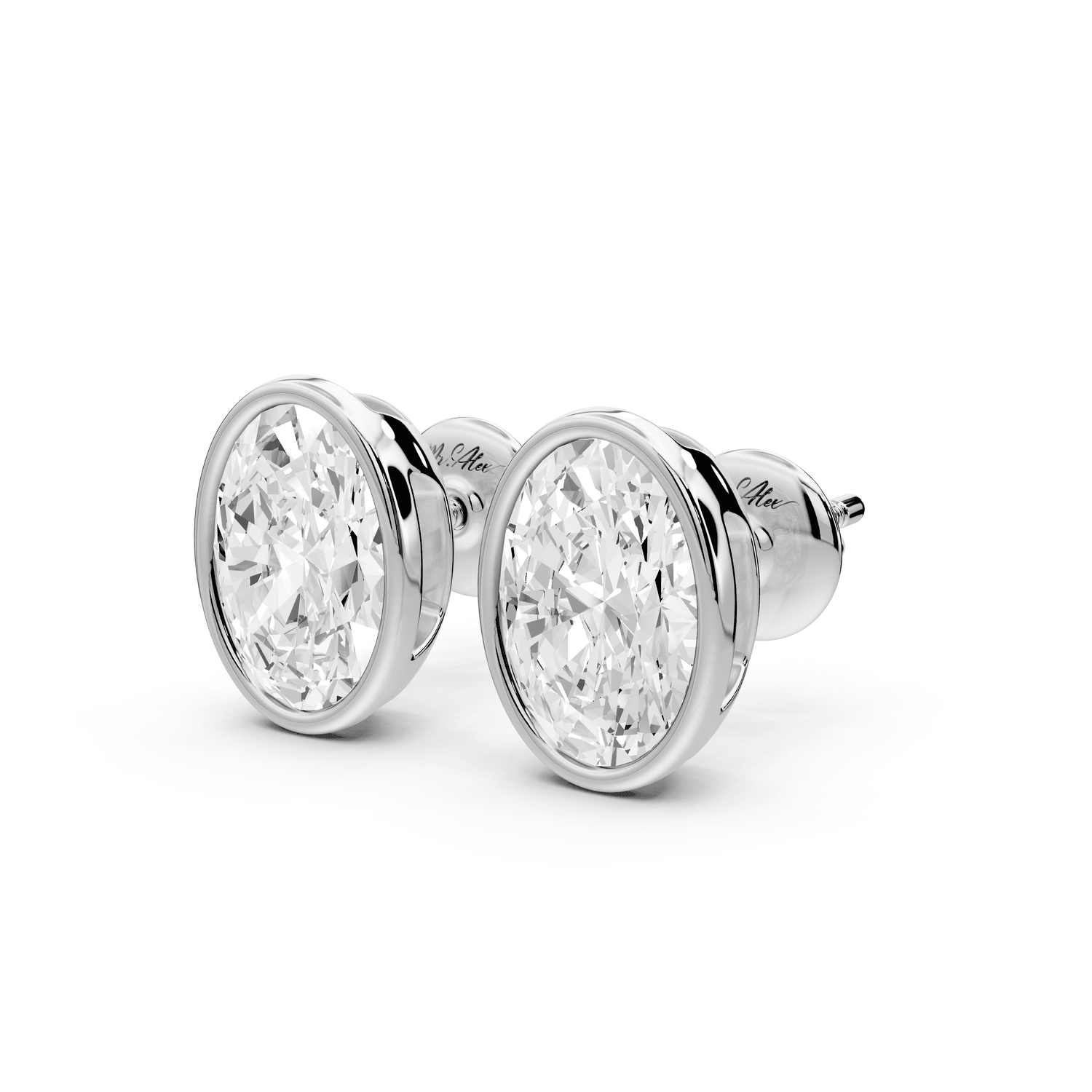 Noa - 3ct 14k white gold Oval - Cut Diamond Stud Earrings - Mr. Alex Jewelry