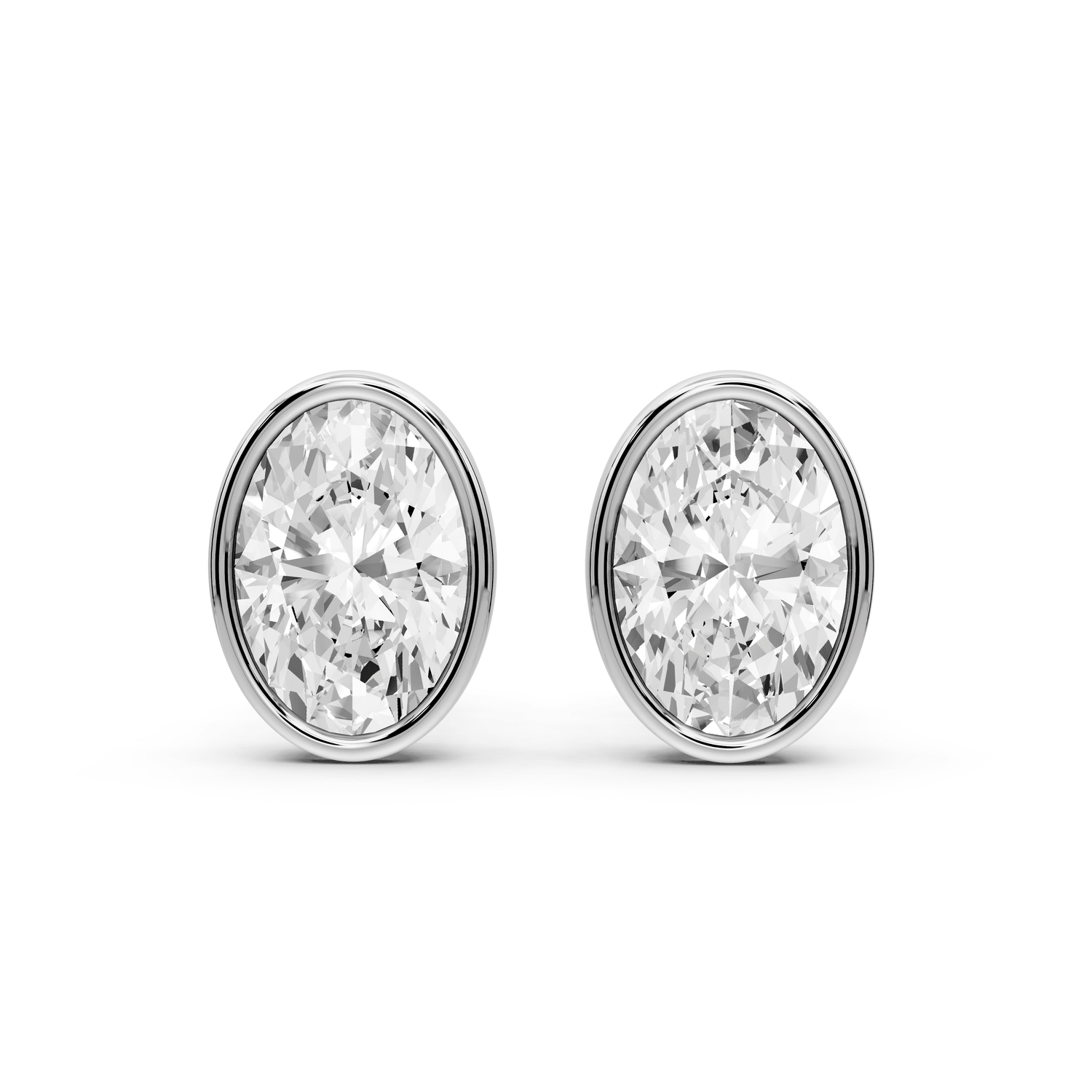 Noa - 3ct 14k white gold Oval - Cut Diamond Stud Earrings - Mr. Alex Jewelry