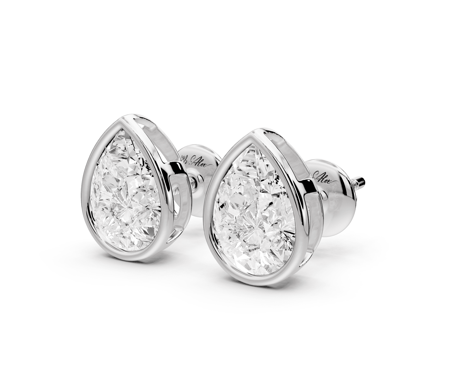 Noa - 3ct 14k white gold Pear - Cut Diamond Stud Earrings - Mr. Alex Jewelry