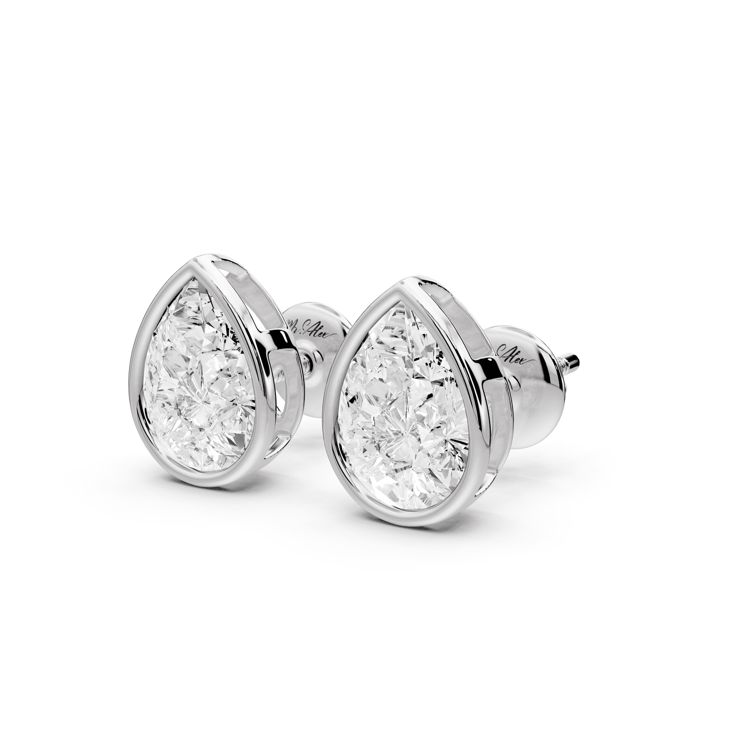 Noa - 3ct 14k white gold Pear - Cut Diamond Stud Earrings - Mr. Alex Jewelry