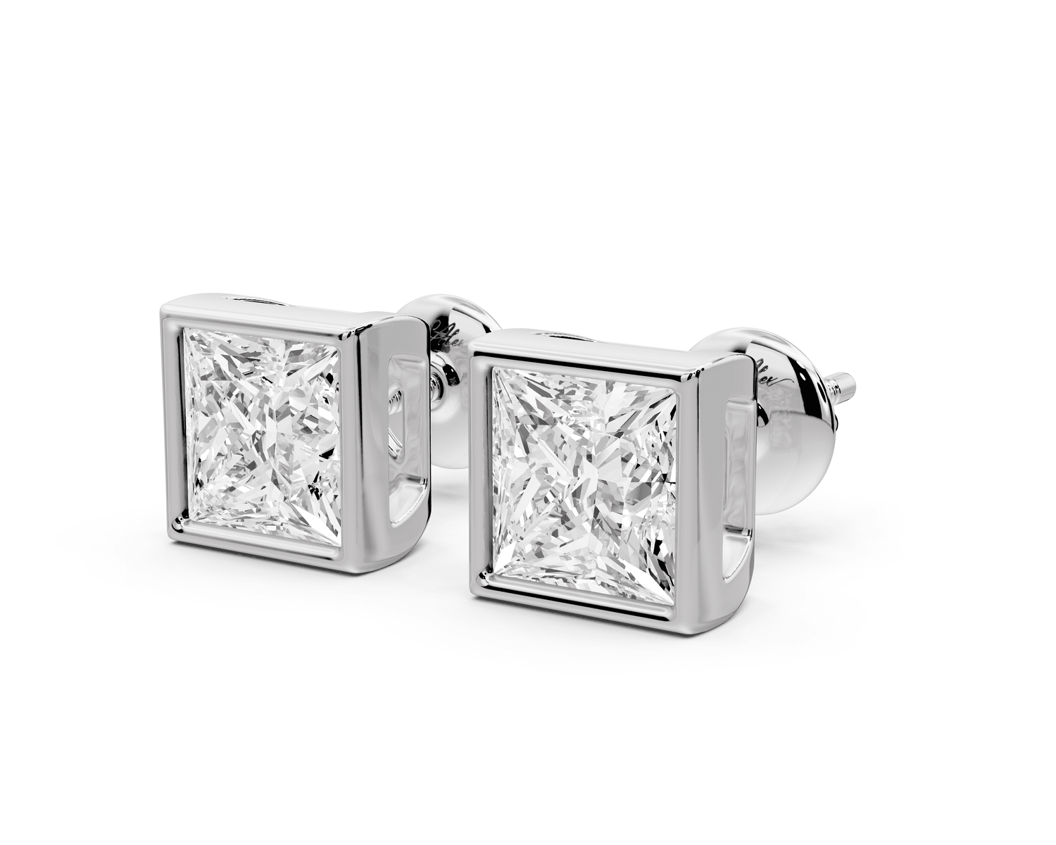 Noa - 3ct 14k white gold Princess - Cut Diamond Stud Earrings - Mr. Alex Jewelry