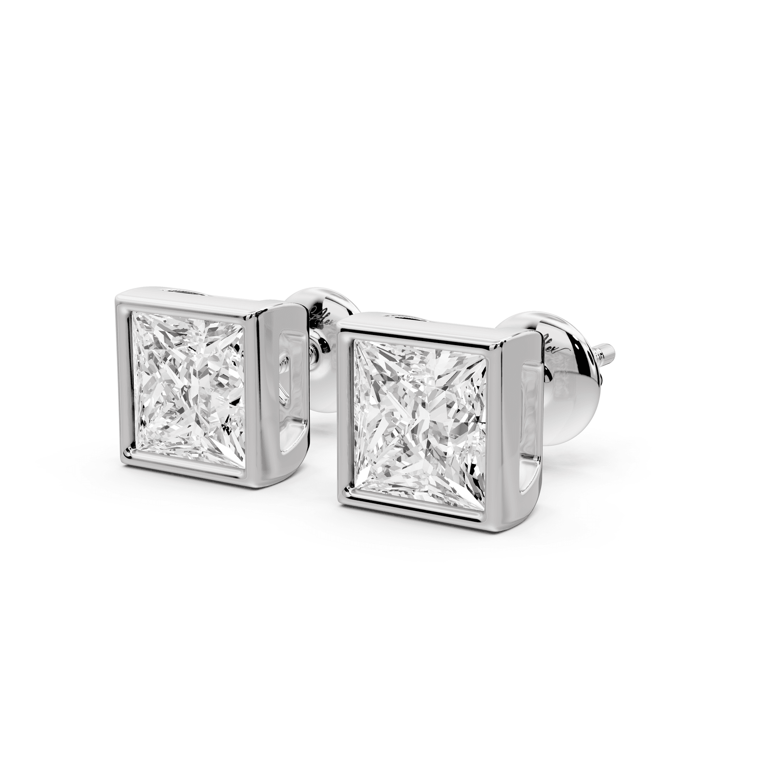 Noa - 3ct 14k white gold Princess - Cut Diamond Stud Earrings - Mr. Alex Jewelry