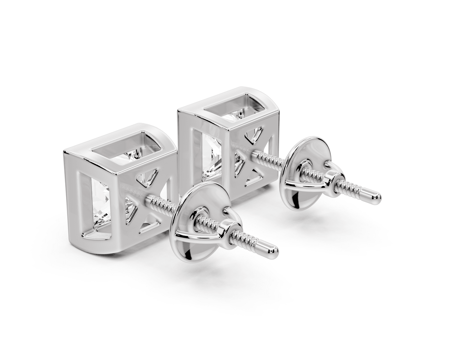 Noa - 3ct 14k white gold Princess - Cut Diamond Stud Earrings - Mr. Alex Jewelry