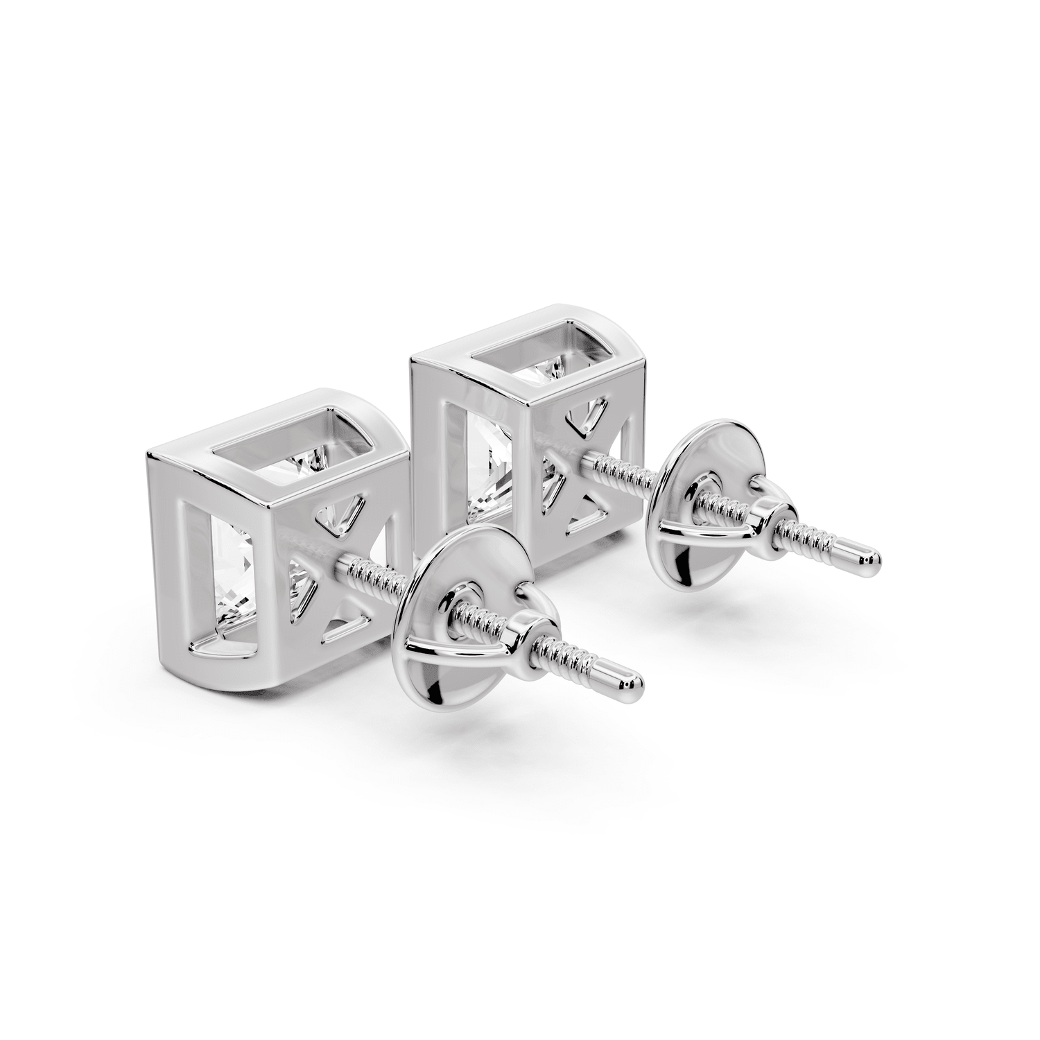 Noa - 3ct 14k white gold Princess - Cut Diamond Stud Earrings - Mr. Alex Jewelry