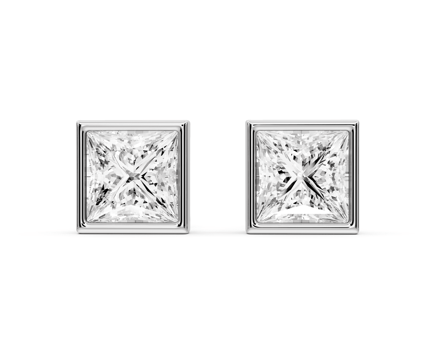 Noa - 3ct 14k white gold Princess - Cut Diamond Stud Earrings - Mr. Alex Jewelry