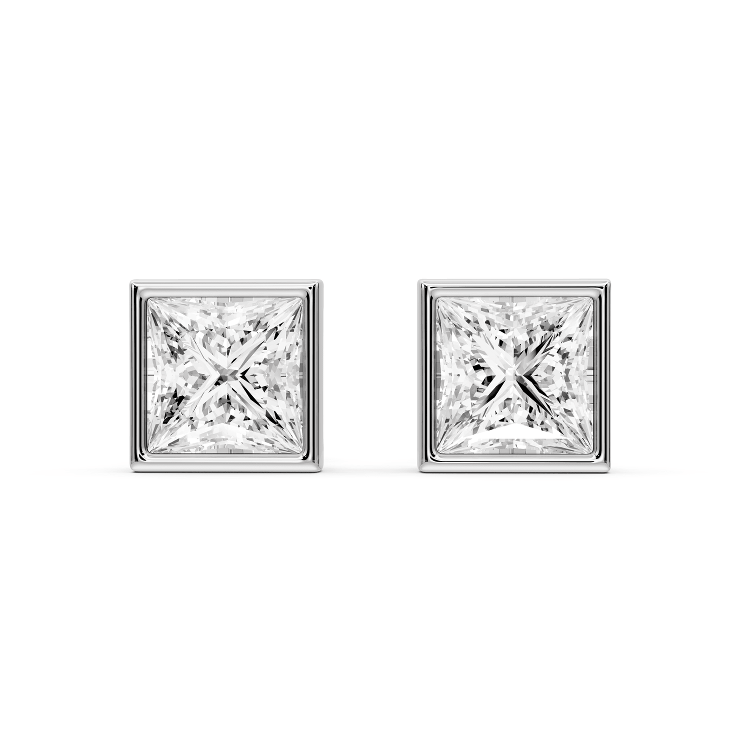 Noa - 3ct 14k white gold Princess - Cut Diamond Stud Earrings - Mr. Alex Jewelry