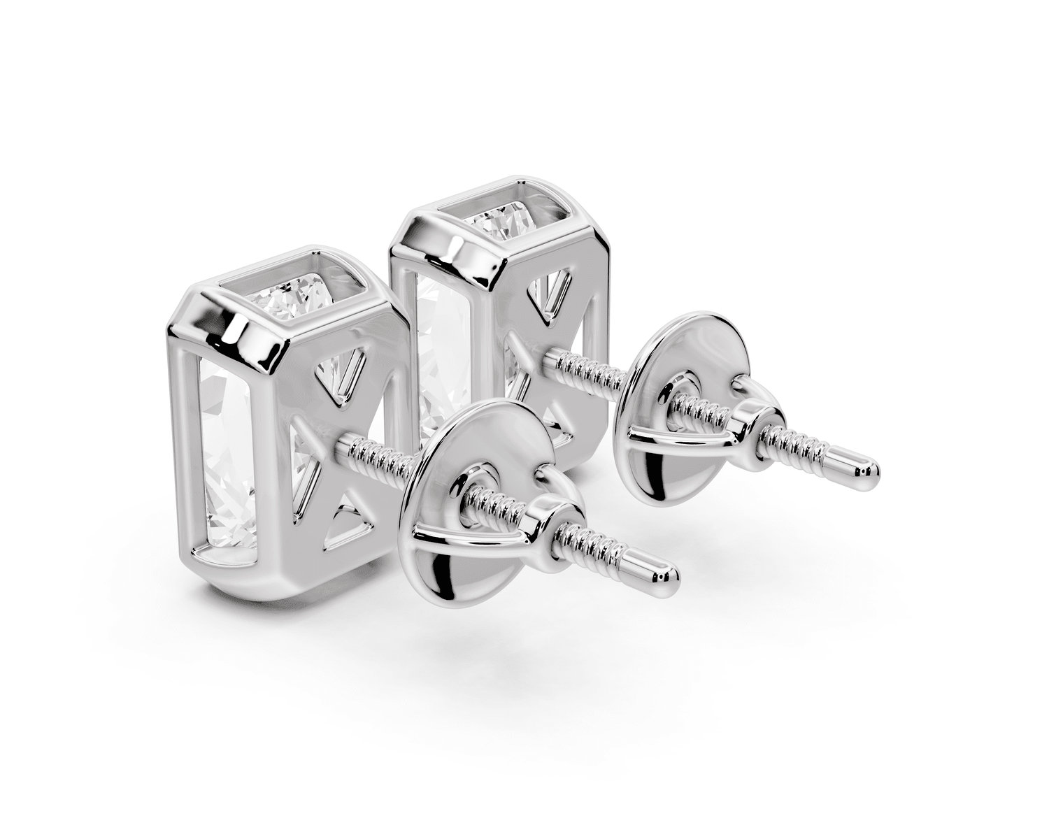 Noa - 3ct 14k white gold Radiant - Cut Diamond Stud Earrings - Mr. Alex Jewelry
