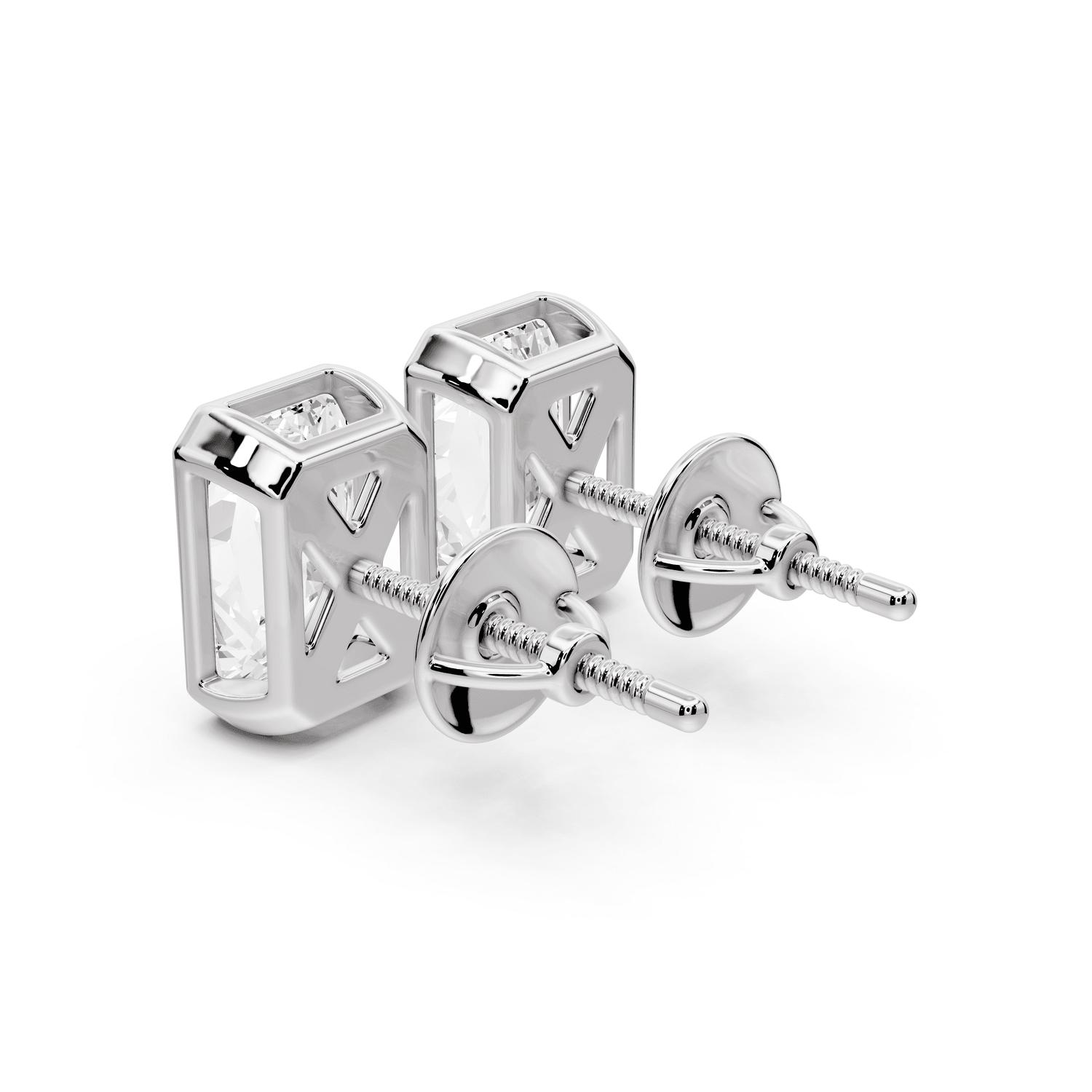 Noa - 3ct 14k white gold Radiant - Cut Diamond Stud Earrings - Mr. Alex Jewelry