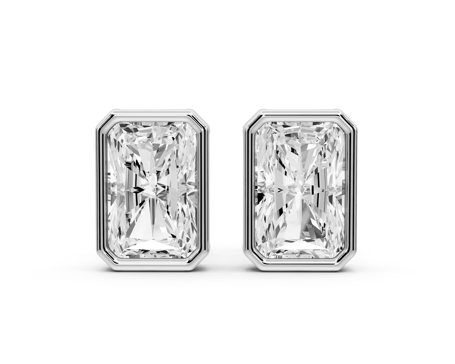 Noa - 3ct 14k white gold Radiant - Cut Diamond Stud Earrings - Mr. Alex Jewelry
