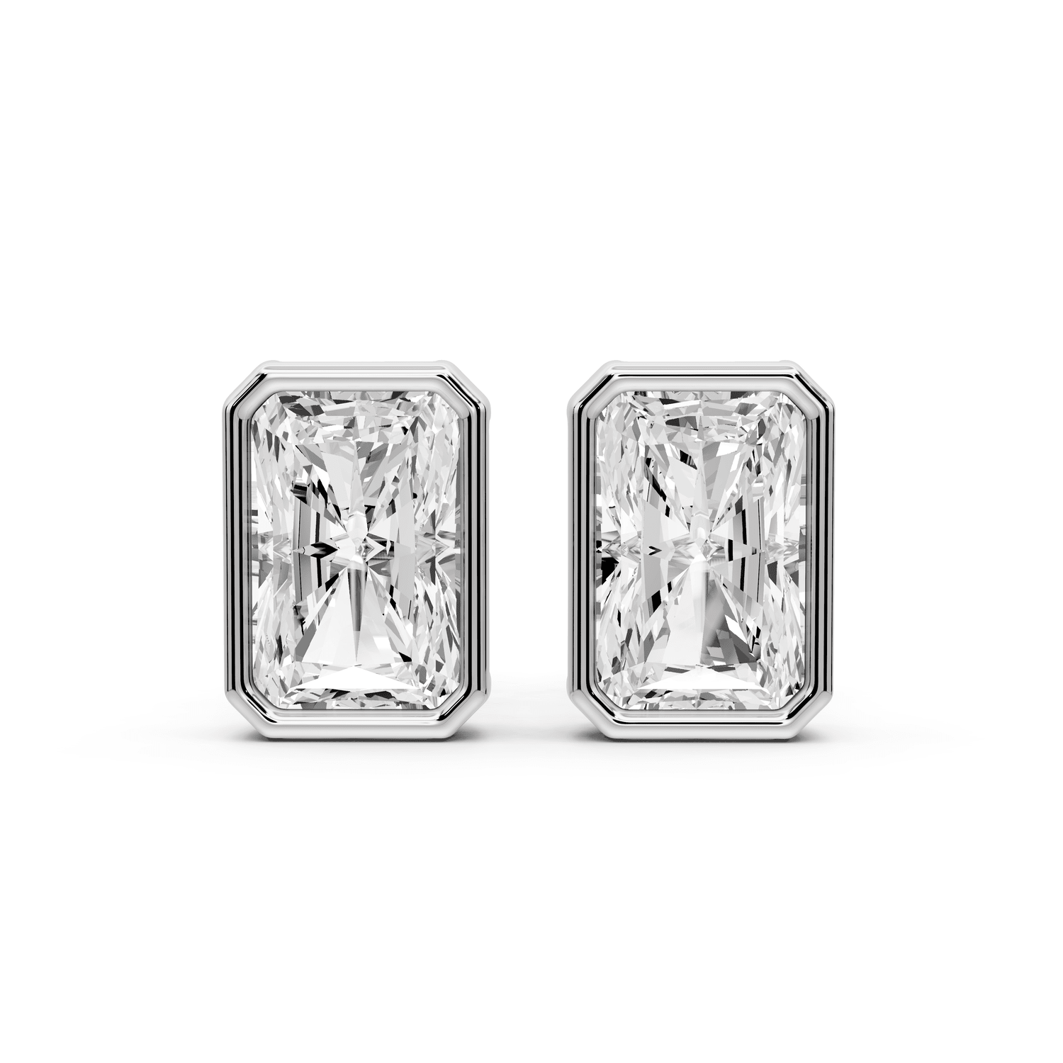 Noa - 3ct 14k white gold Radiant - Cut Diamond Stud Earrings - Mr. Alex Jewelry