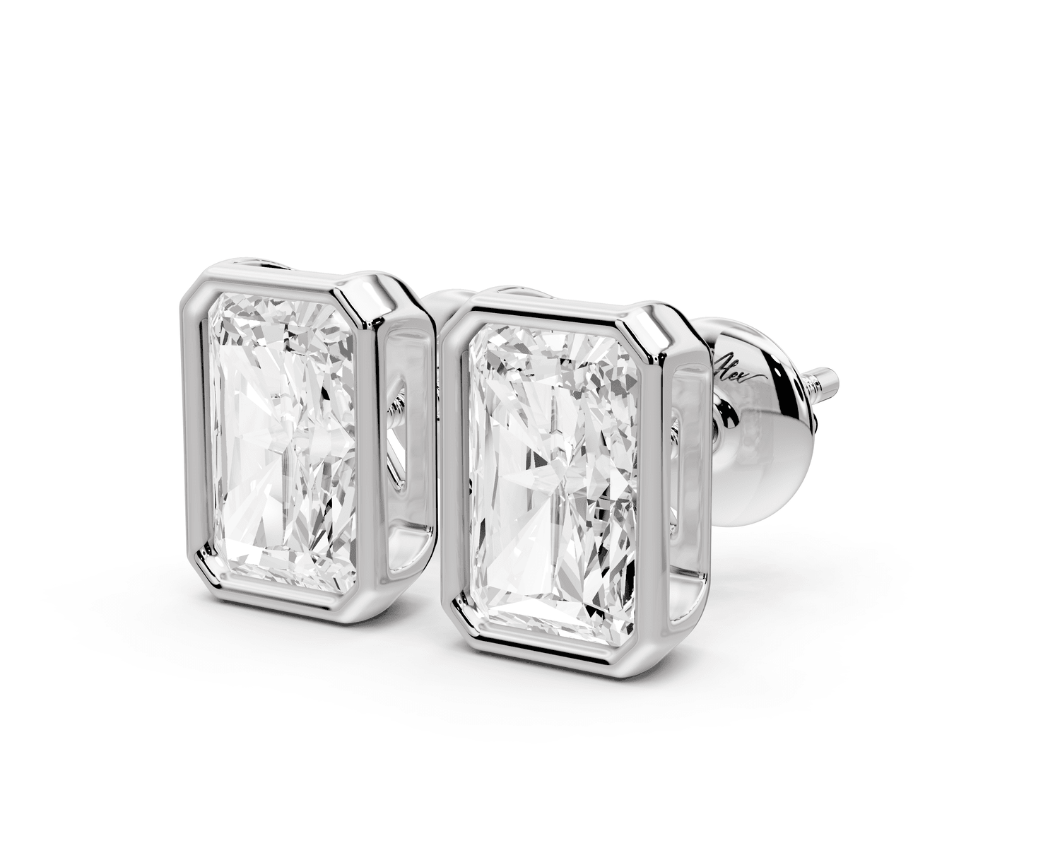 Noa - 3ct 14k white gold Radiant - Cut Diamond Stud Earrings - Mr. Alex Jewelry