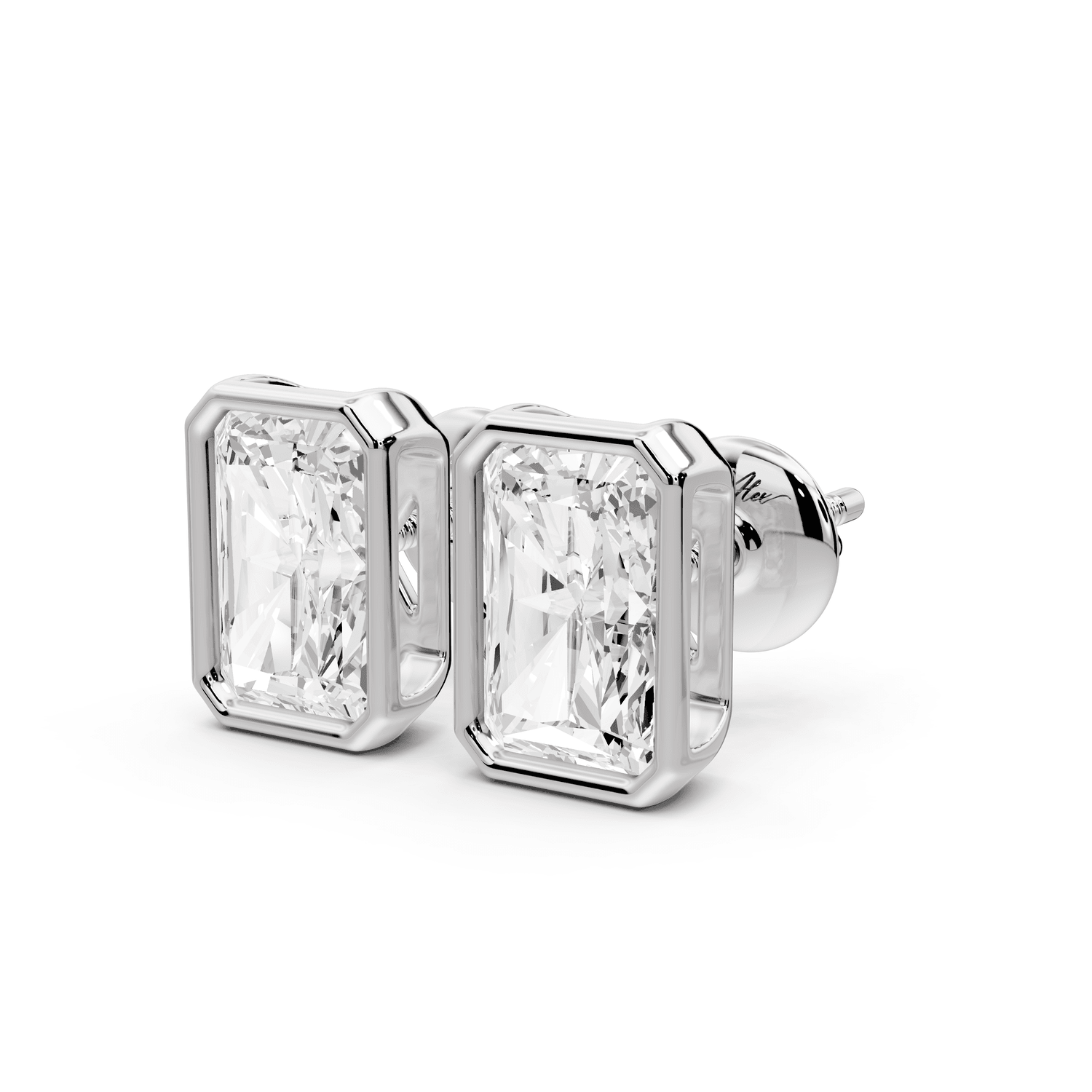 Noa - 3ct 14k white gold Radiant - Cut Diamond Stud Earrings - Mr. Alex Jewelry