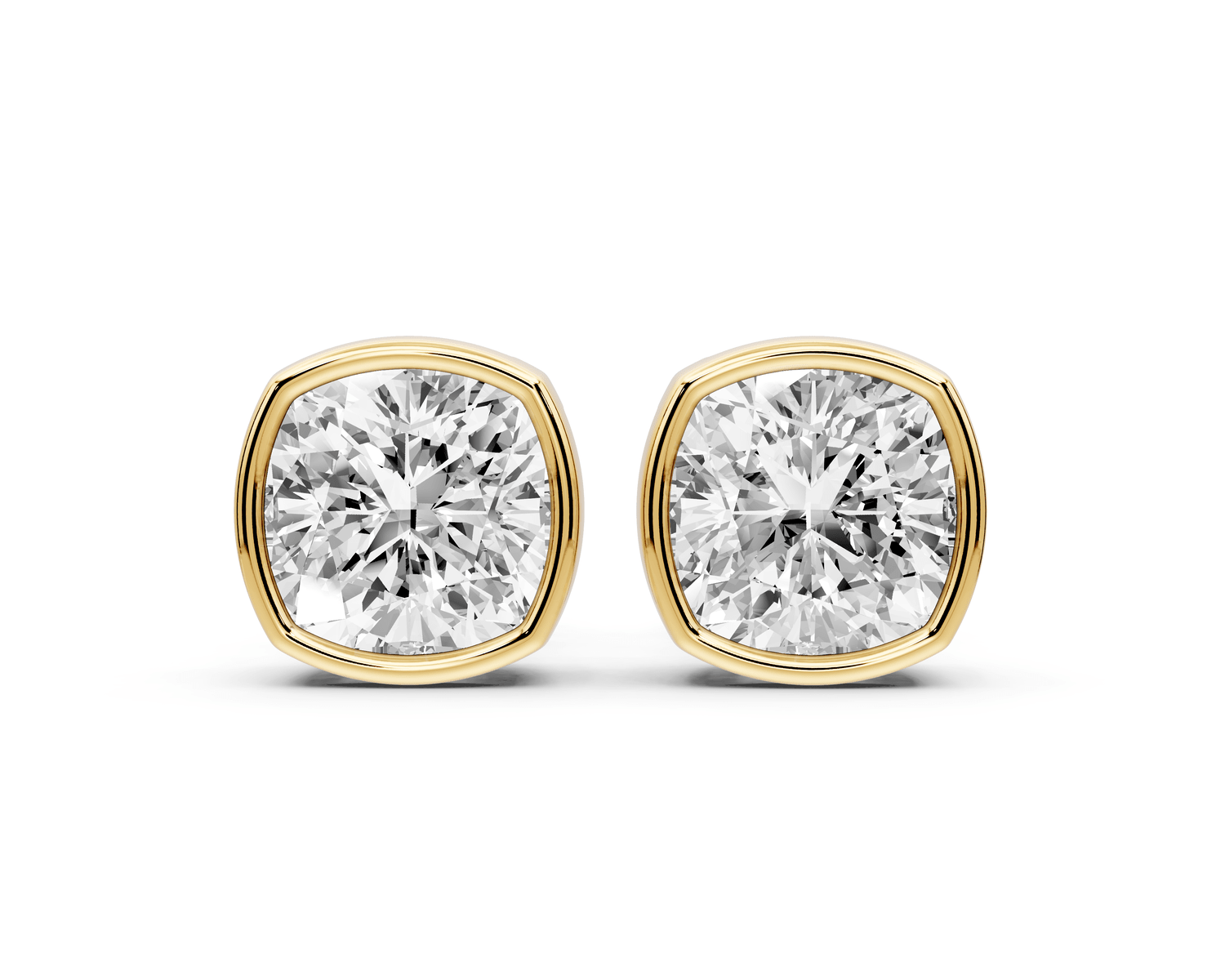Noa - 3ct 14k yellow gold Cushion - Cut Diamond Stud Earrings - Mr. Alex Jewelry
