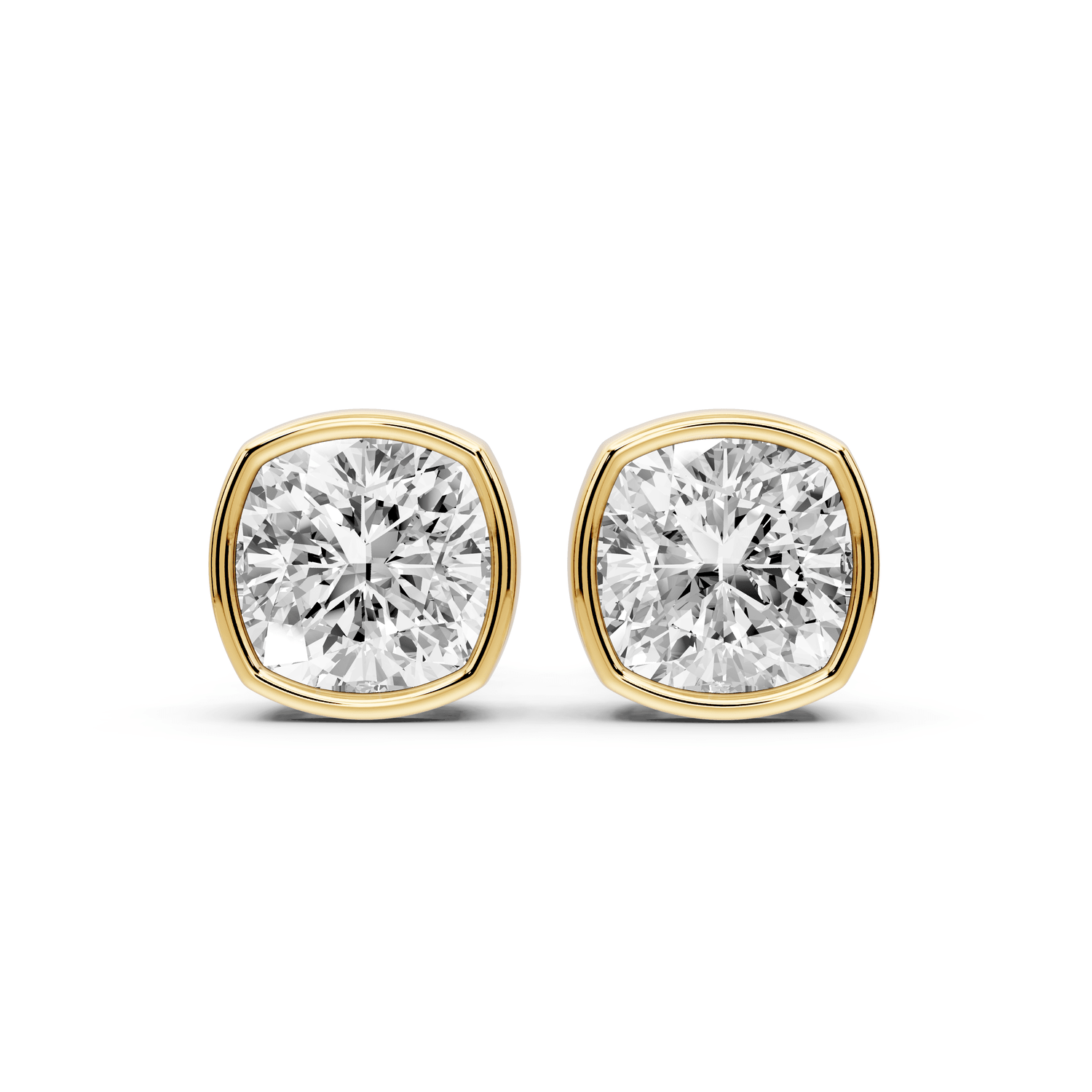 Noa - 3ct 14k yellow gold Cushion - Cut Diamond Stud Earrings - Mr. Alex Jewelry
