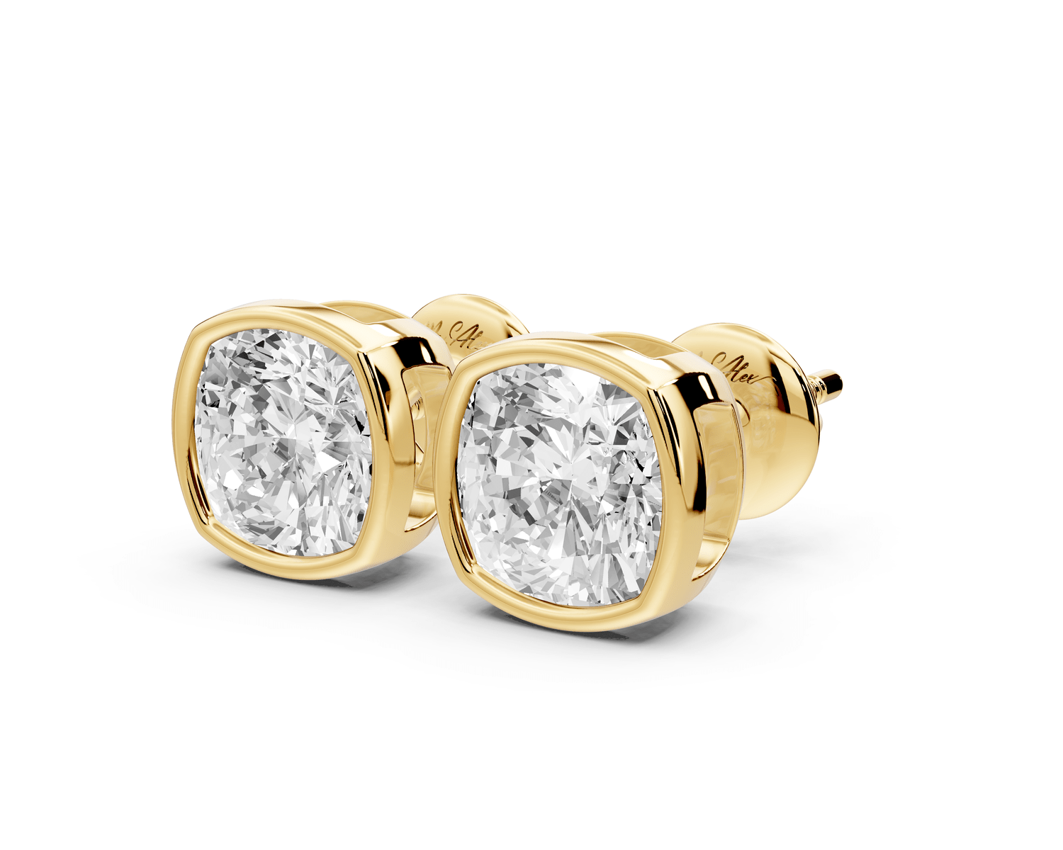 Noa - 3ct 14k yellow gold Cushion - Cut Diamond Stud Earrings - Mr. Alex Jewelry