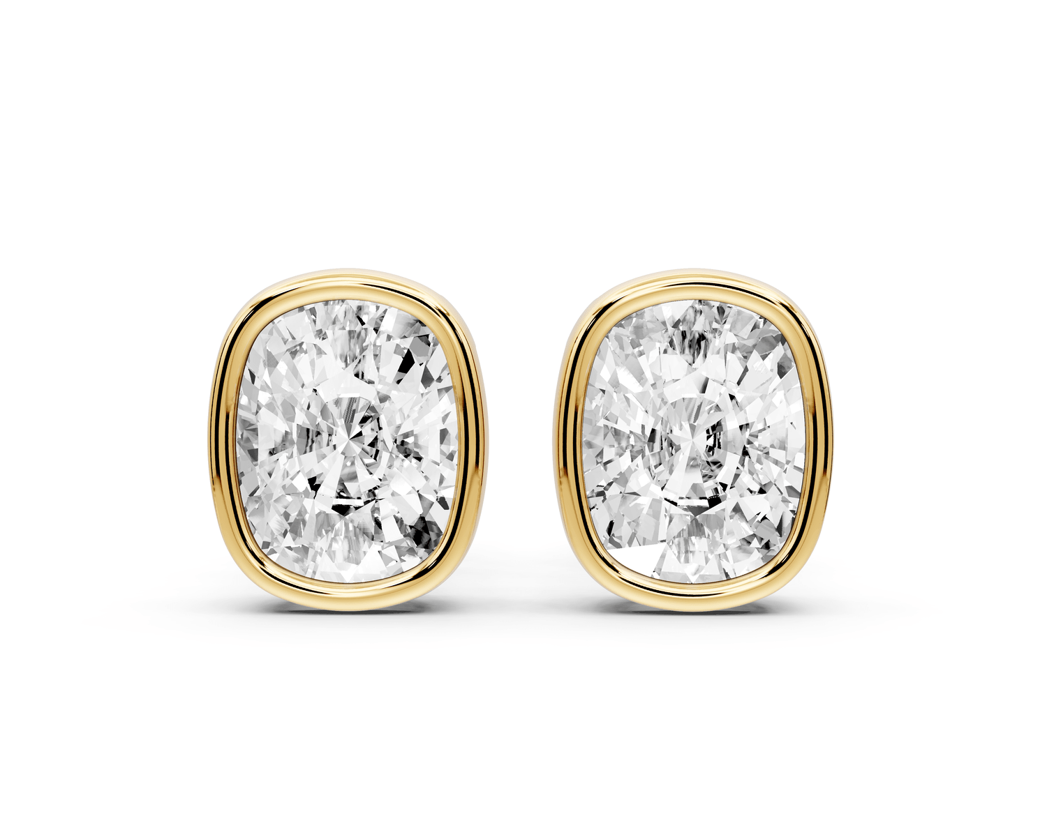 Noa - 3ct 14k yellow gold Elgcushion - Cut Diamond Stud Earrings - Mr. Alex Jewelry
