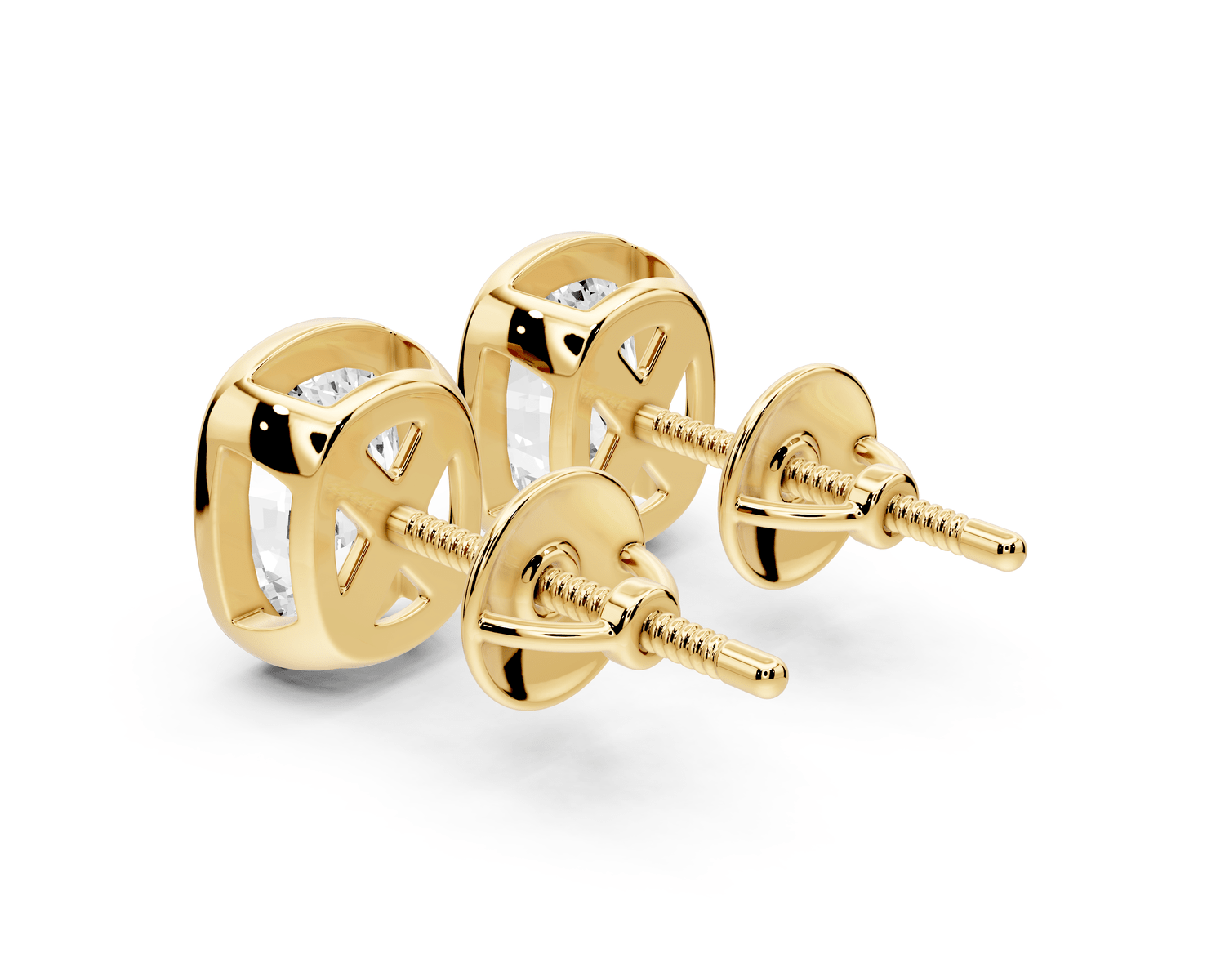 Noa - 3ct 14k yellow gold Elgcushion - Cut Diamond Stud Earrings - Mr. Alex Jewelry