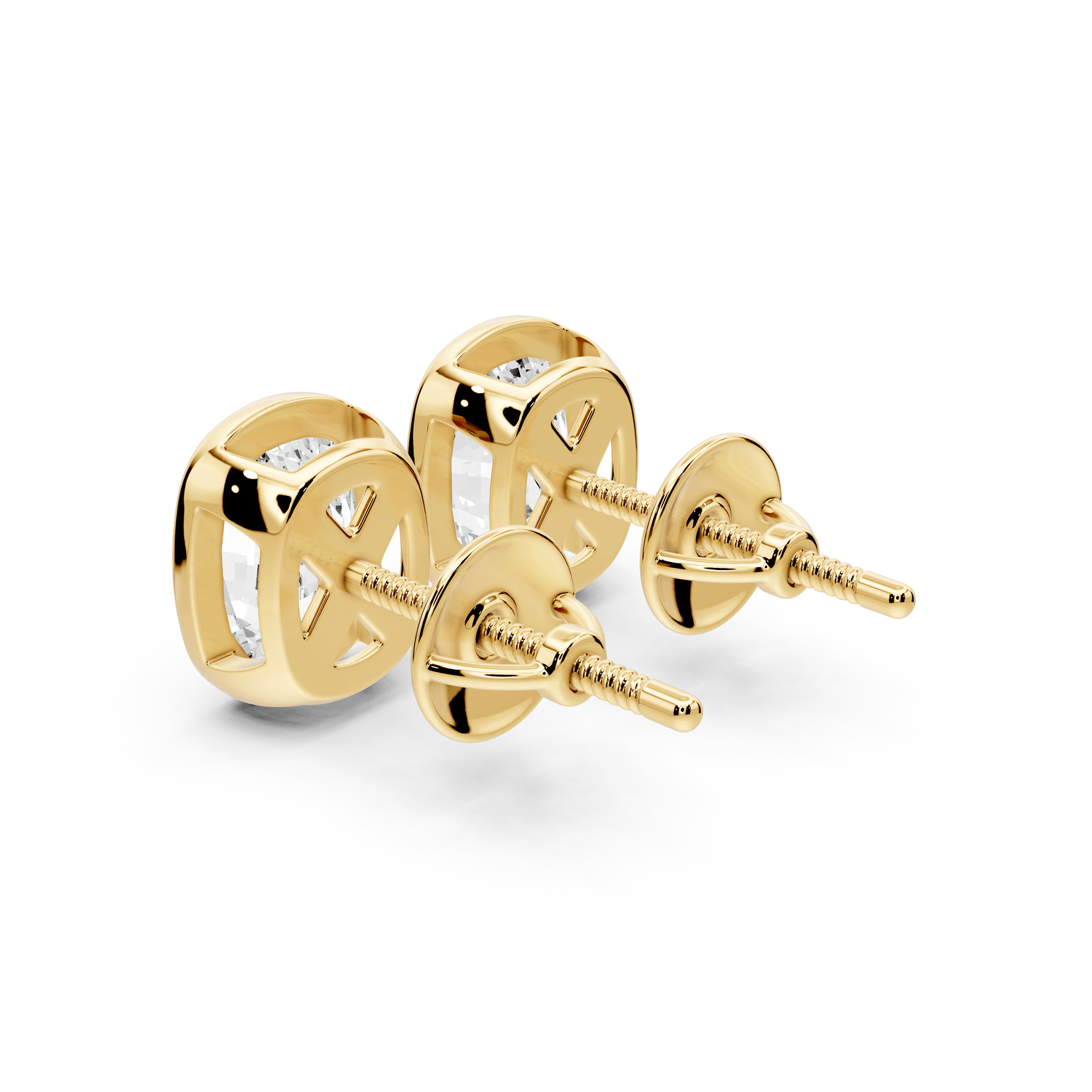 Noa - 3ct 14k yellow gold Elgcushion - Cut Diamond Stud Earrings - Mr. Alex Jewelry