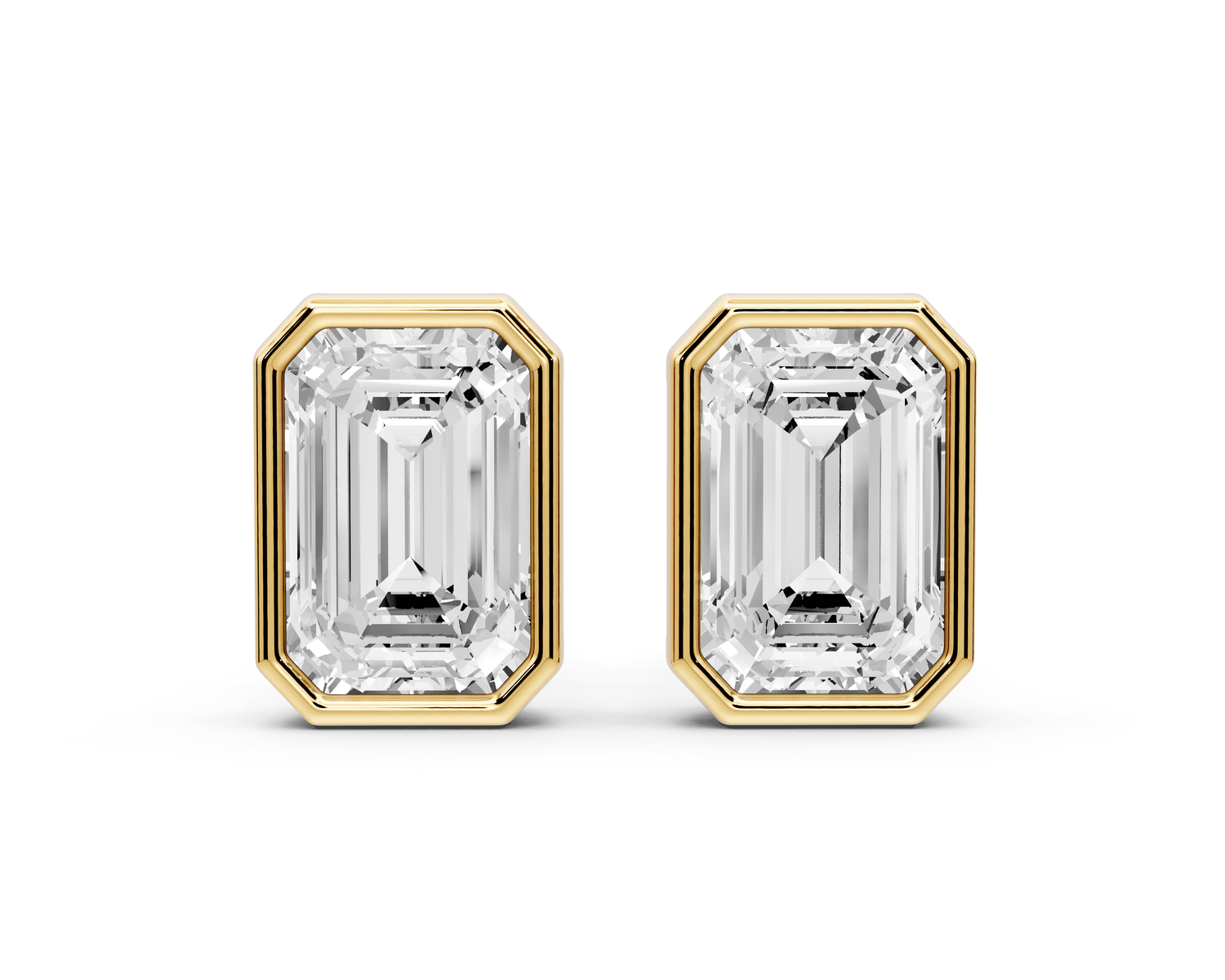 Noa - 3ct 14k yellow gold Emerald - Cut Diamond Stud Earrings - Mr. Alex Jewelry