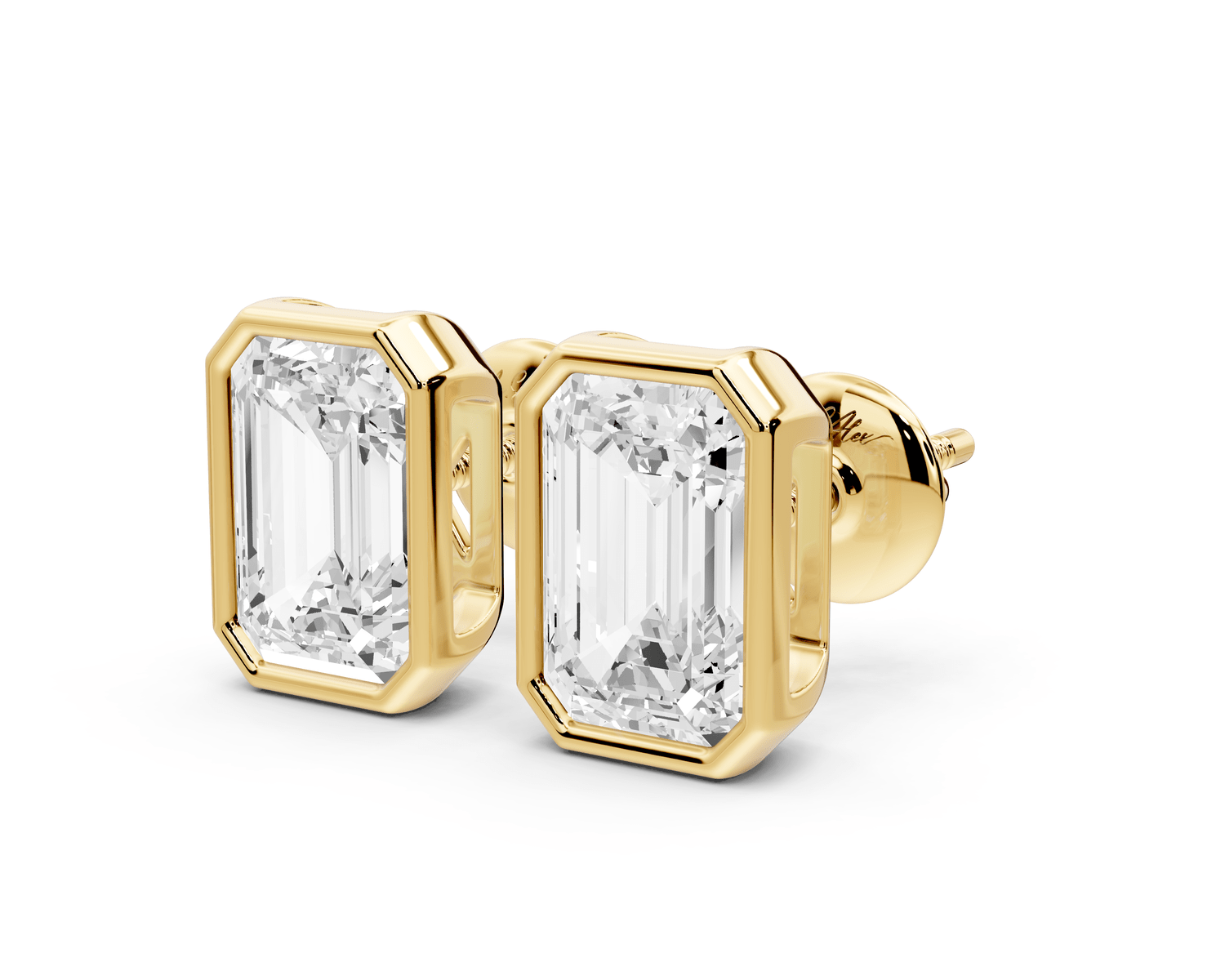 Noa - 3ct 14k yellow gold Emerald - Cut Diamond Stud Earrings - Mr. Alex Jewelry