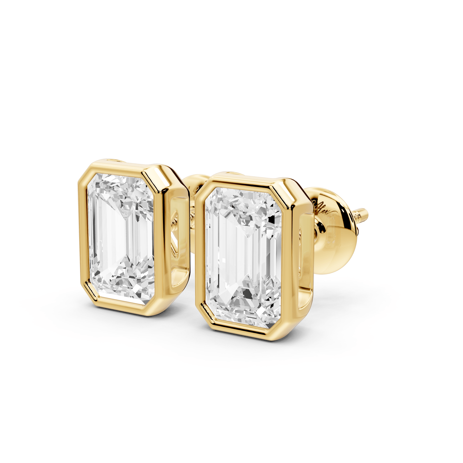 Noa - 3ct 14k yellow gold Emerald - Cut Diamond Stud Earrings - Mr. Alex Jewelry