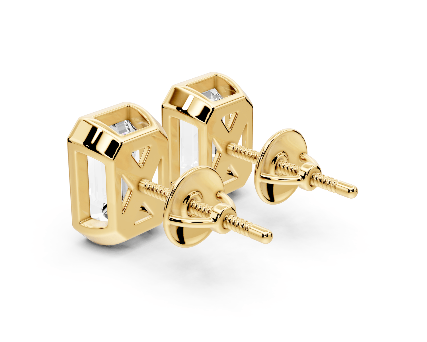 Noa - 3ct 14k yellow gold Emerald - Cut Diamond Stud Earrings - Mr. Alex Jewelry