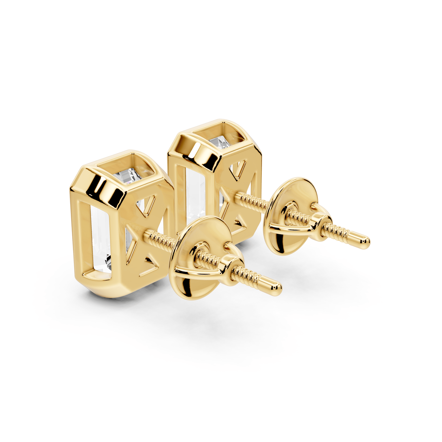 Noa - 3ct 14k yellow gold Emerald - Cut Diamond Stud Earrings - Mr. Alex Jewelry