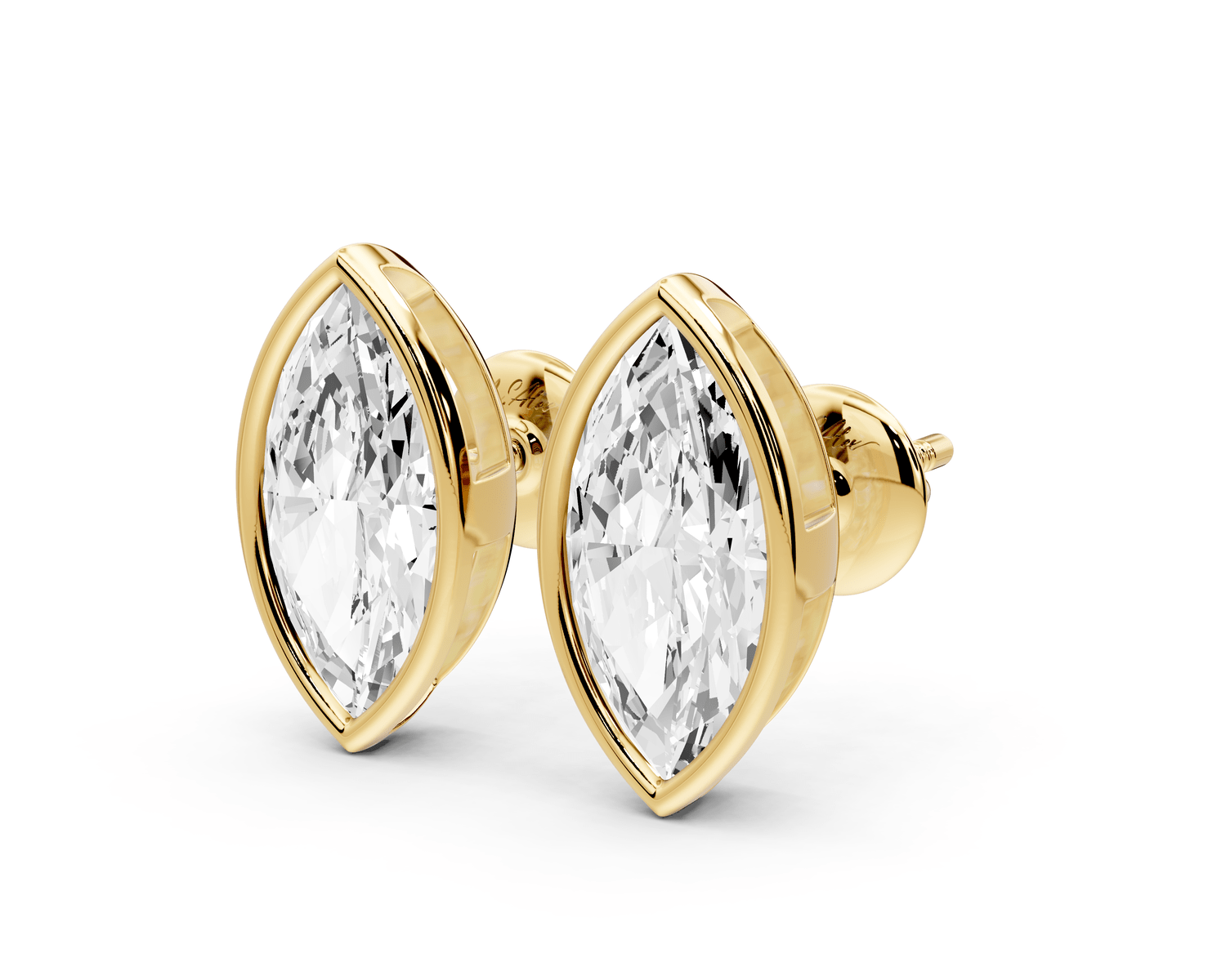 Noa - 3ct 14k yellow gold Marquise - Cut Diamond Stud Earrings - Mr. Alex Jewelry