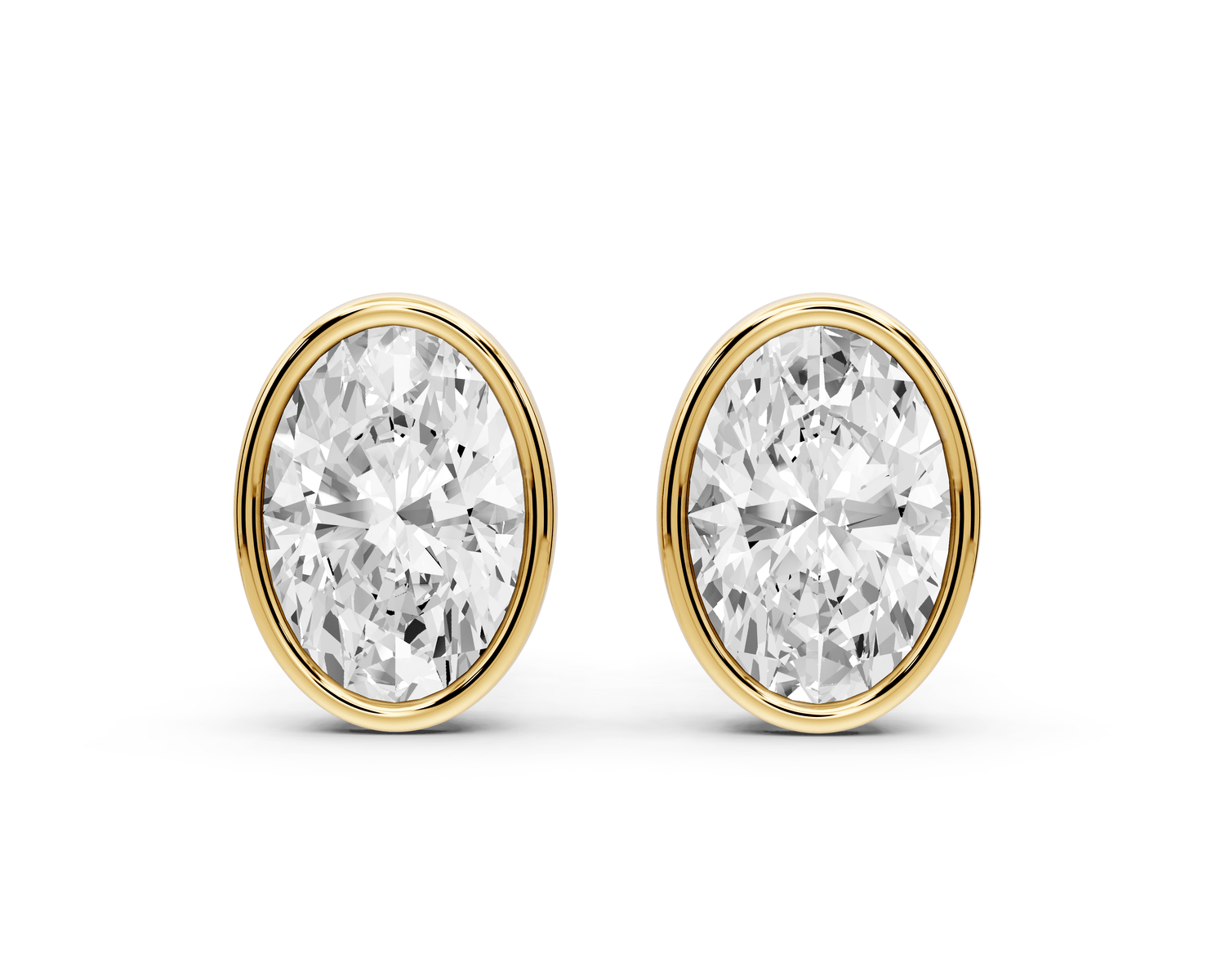 Noa - 3ct 14k yellow gold Oval - Cut Diamond Stud Earrings - Mr. Alex Jewelry