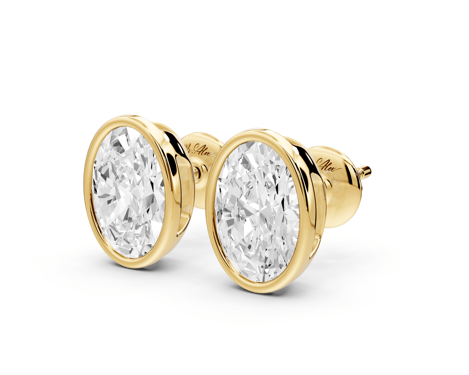 Noa - 3ct 14k yellow gold Oval - Cut Diamond Stud Earrings - Mr. Alex Jewelry