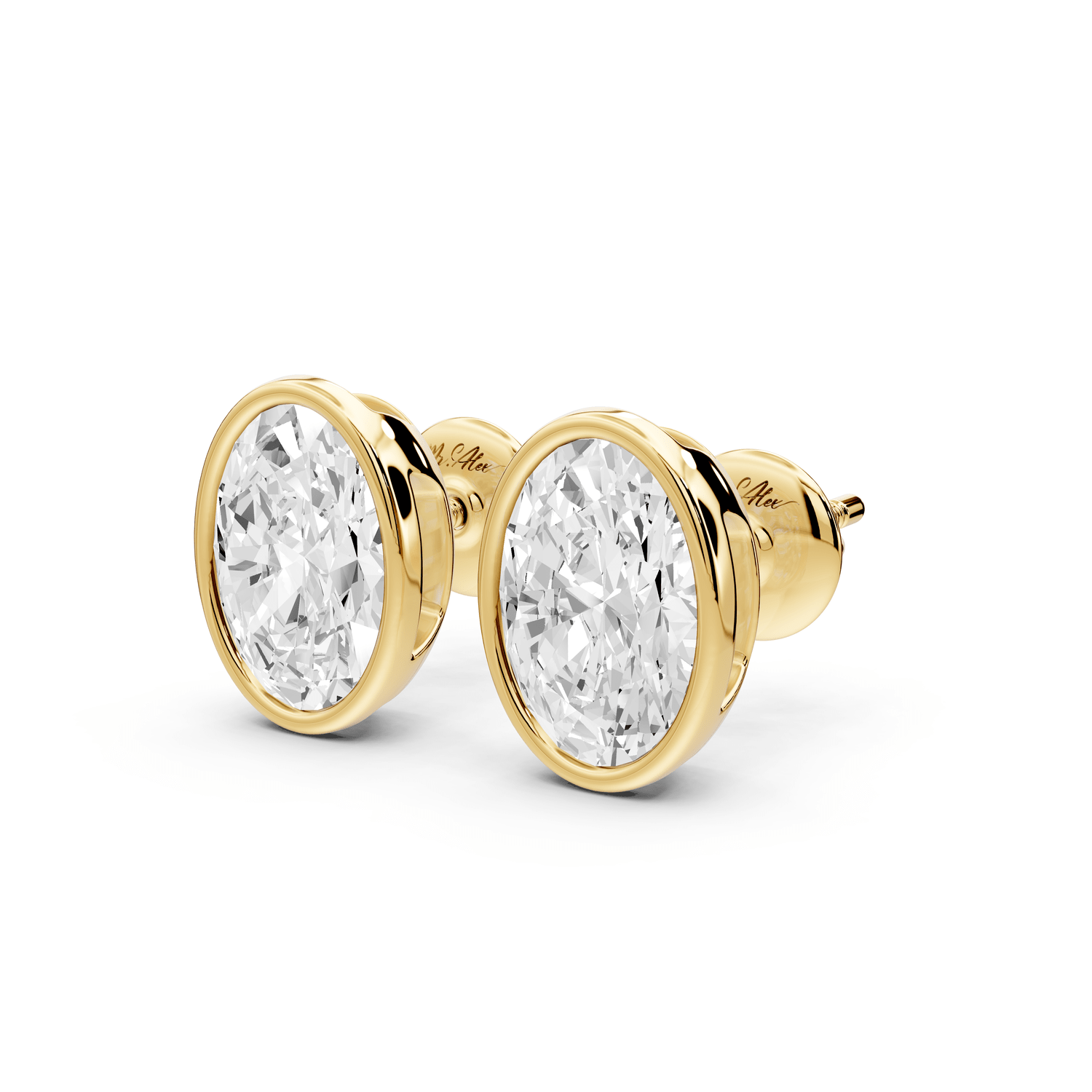 Noa - 3ct 14k yellow gold Oval - Cut Diamond Stud Earrings - Mr. Alex Jewelry