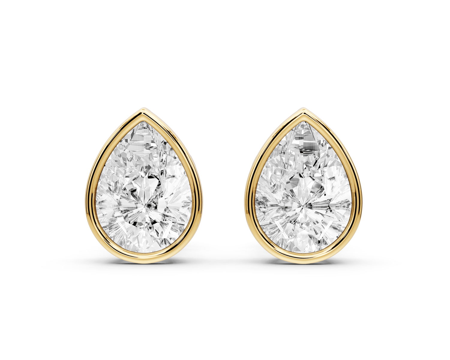 Noa - 3ct 14k yellow gold Pear - Cut Diamond Stud Earrings - Mr. Alex Jewelry