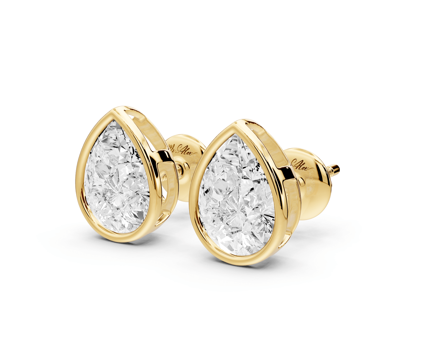 Noa - 3ct 14k yellow gold Pear - Cut Diamond Stud Earrings - Mr. Alex Jewelry
