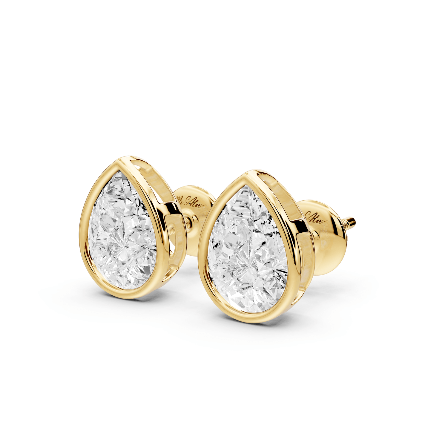 Noa - 3ct 14k yellow gold Pear - Cut Diamond Stud Earrings - Mr. Alex Jewelry