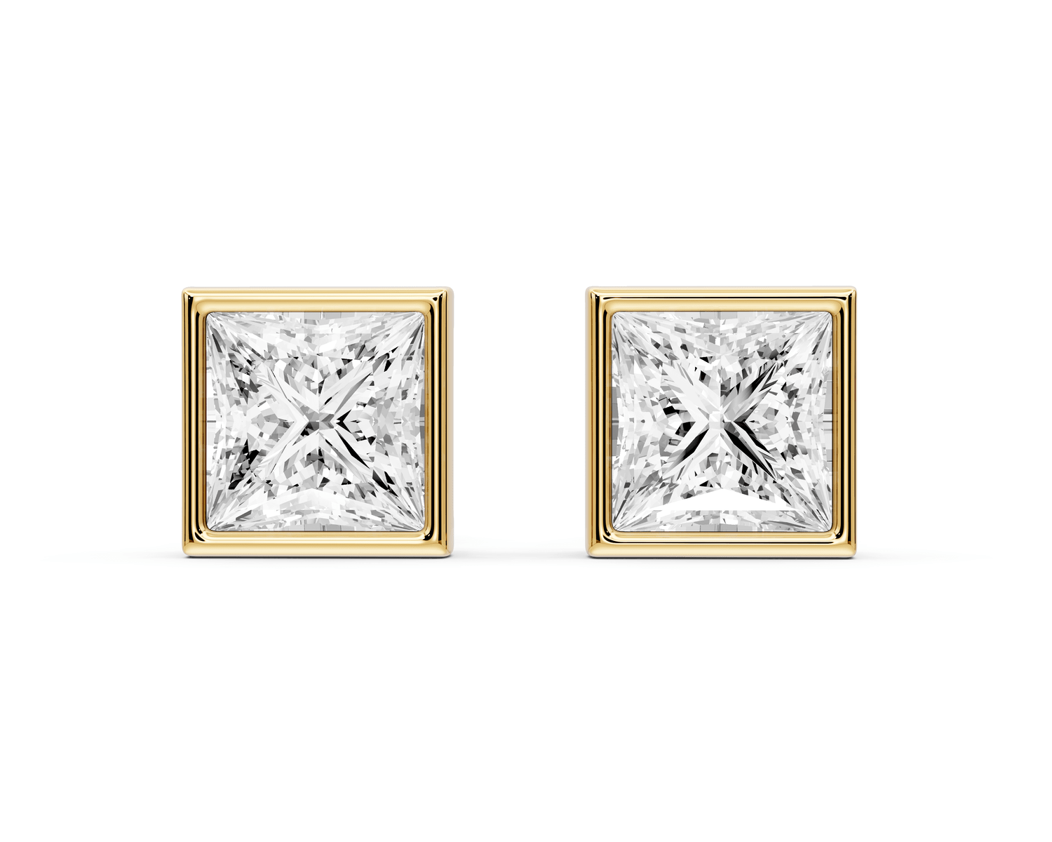 Noa - 3ct 14k yellow gold Princess - Cut Diamond Stud Earrings - Mr. Alex Jewelry