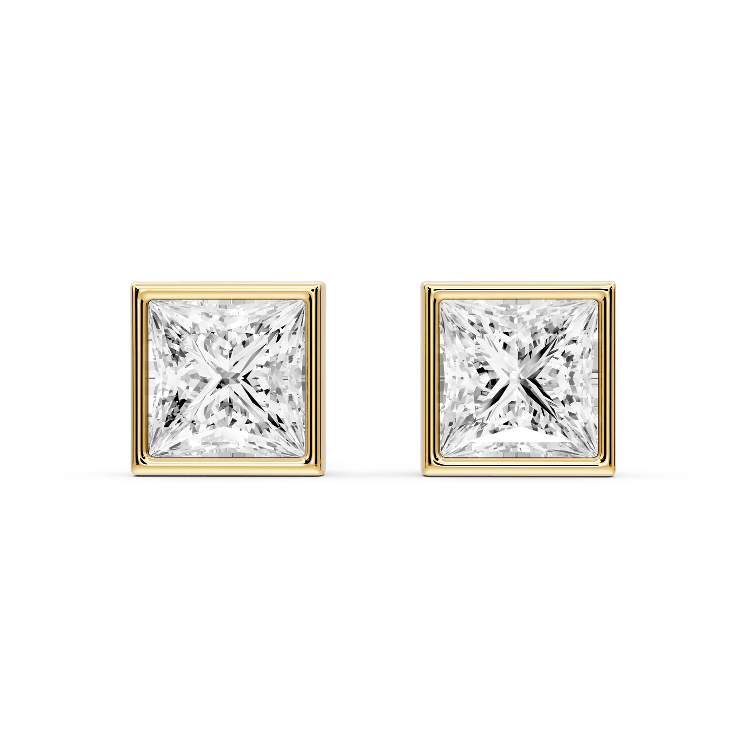 Noa - 3ct 14k yellow gold Princess - Cut Diamond Stud Earrings - Mr. Alex Jewelry