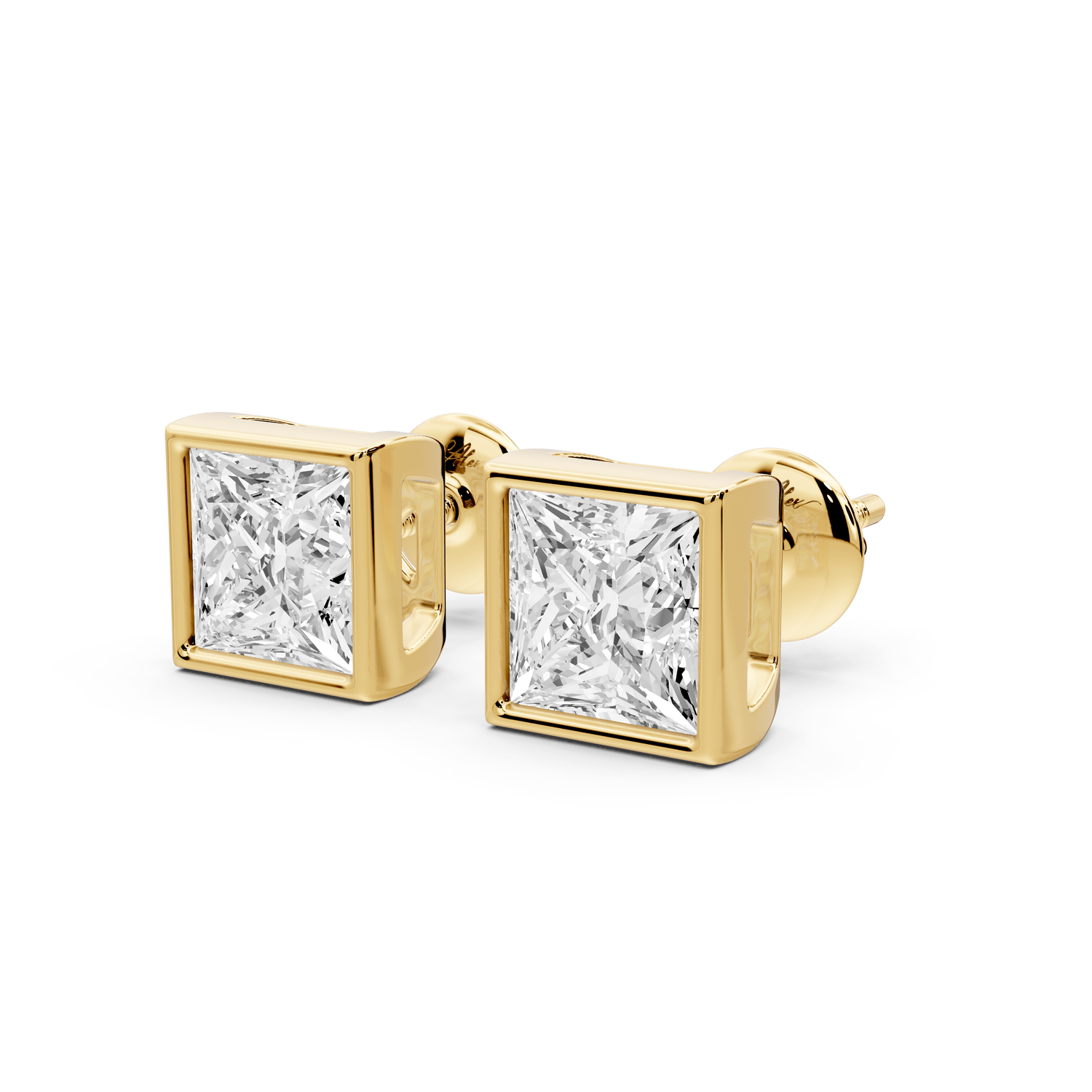 Noa - 3ct 14k yellow gold Princess - Cut Diamond Stud Earrings - Mr. Alex Jewelry