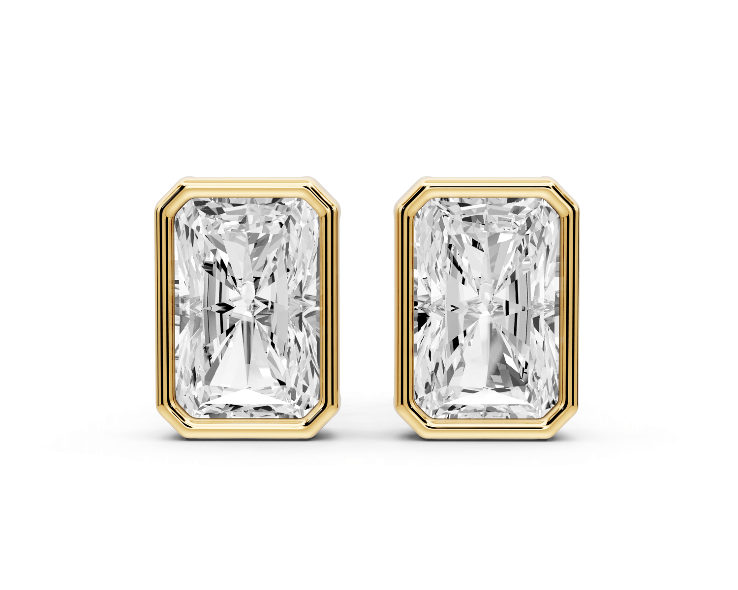 Noa - 3ct 14k yellow gold Radiant - Cut Diamond Stud Earrings - Mr. Alex Jewelry